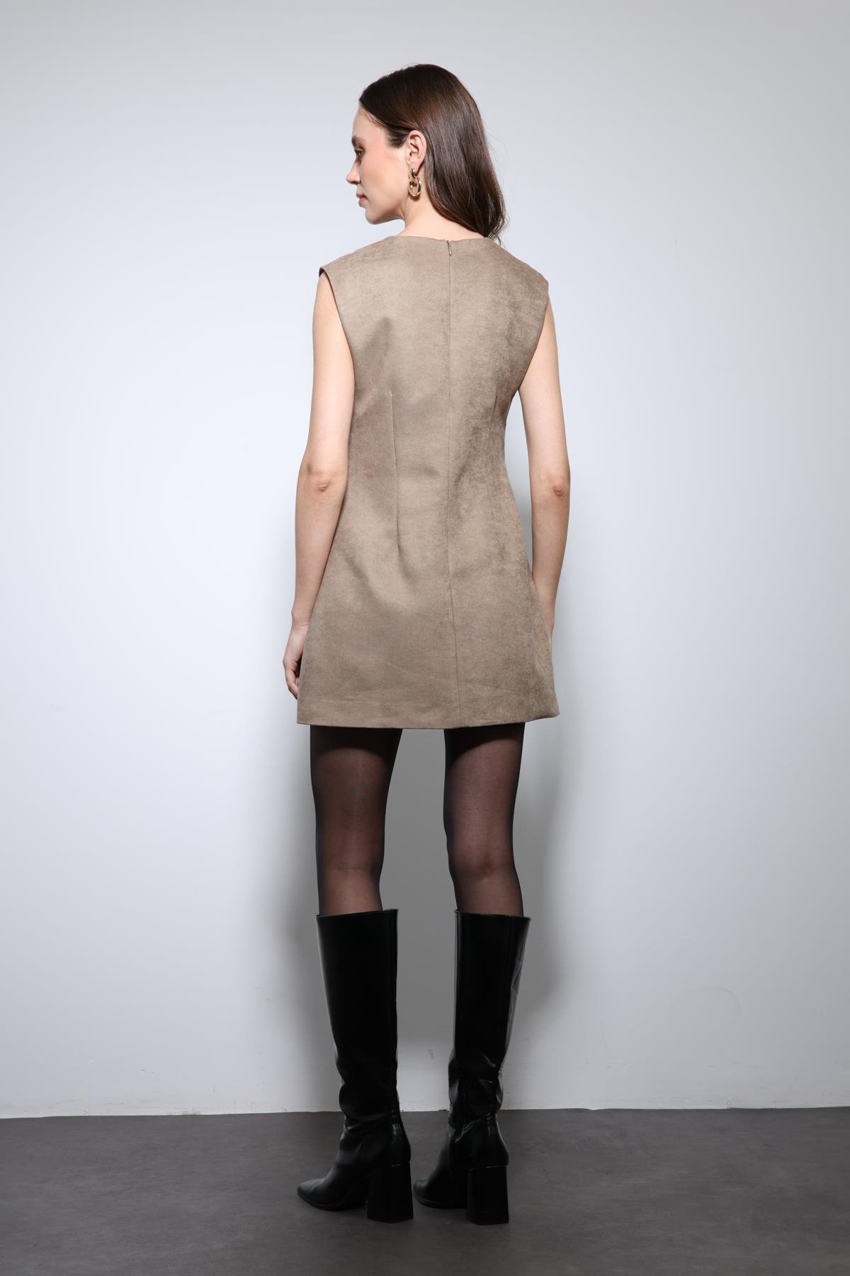 Antioch Bej Dekolteli Kısa Elbise