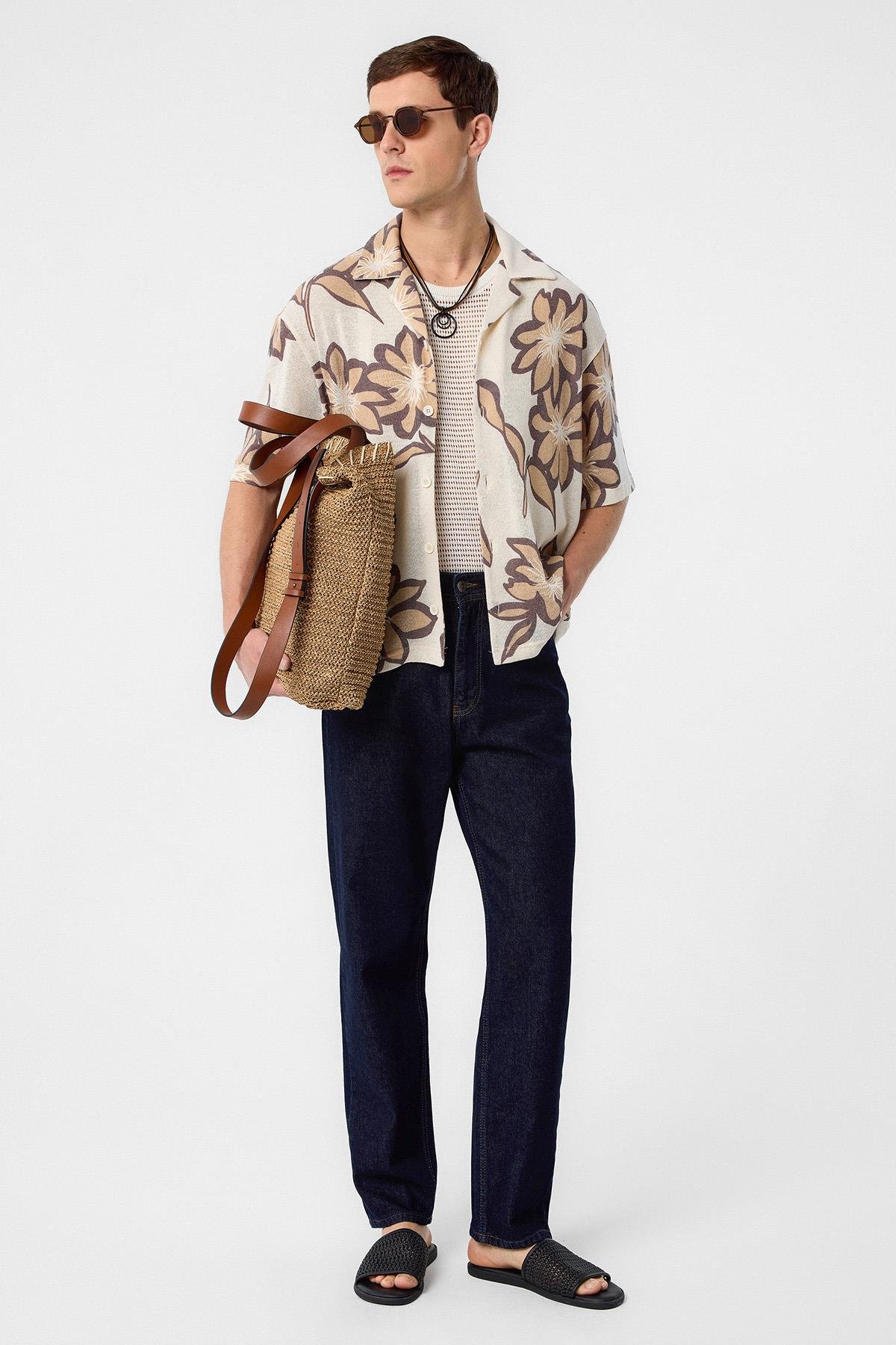 Antioch Bej Desenli Erkek Gömlek