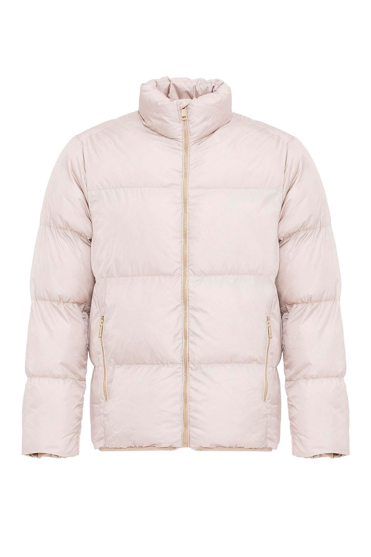 Antioch Bej Dik Yaka Kauçuk Şişme Mont