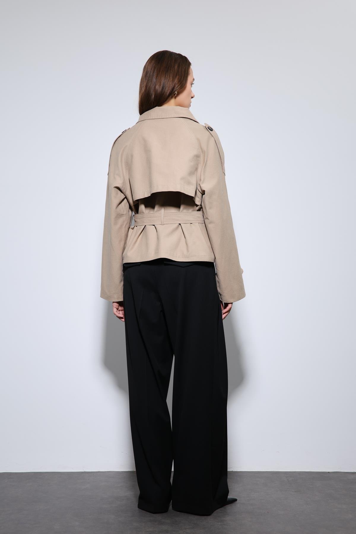 Antioch Bej Dik Yaka Kruvaze Trençkot