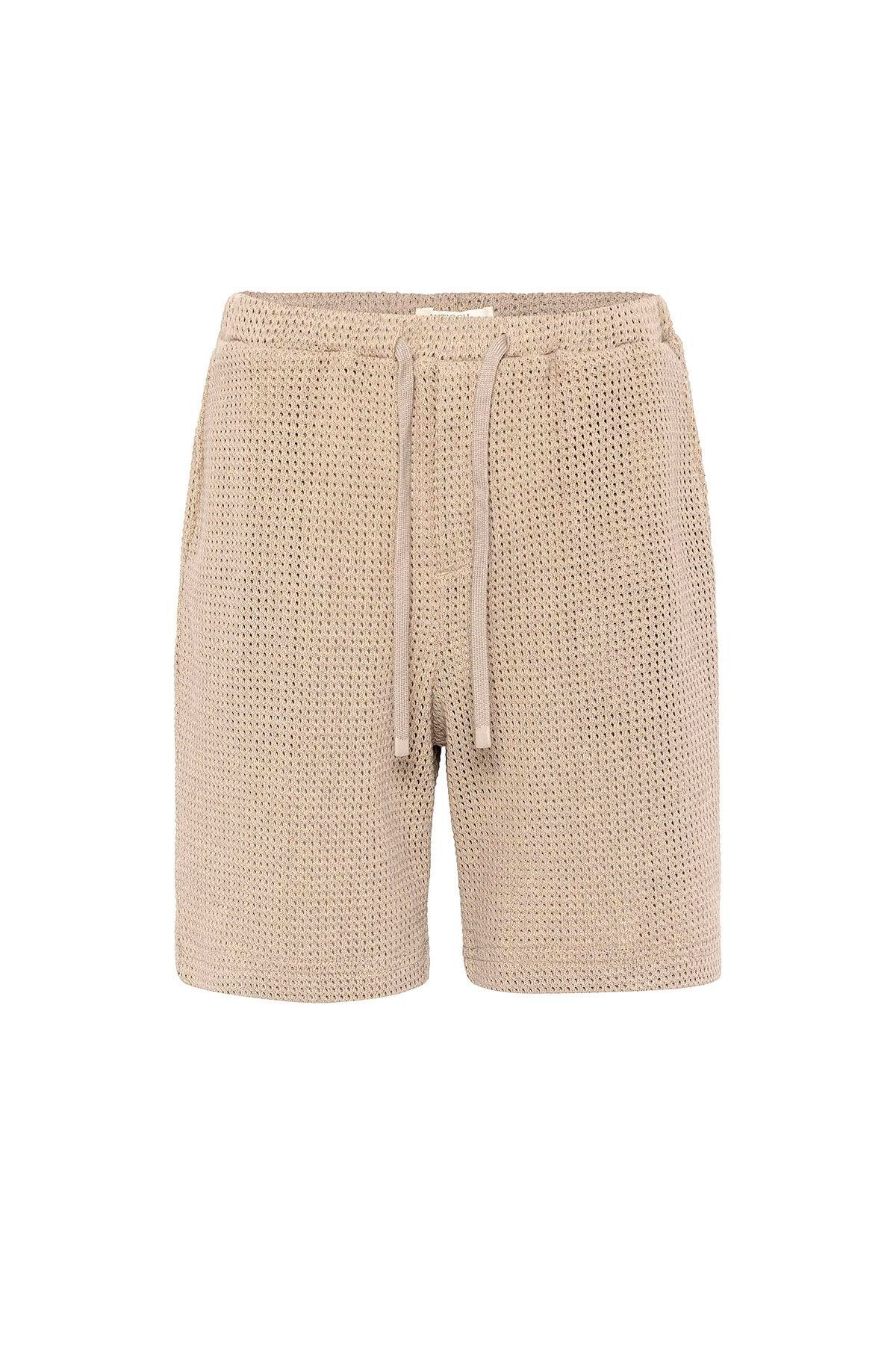 Antioch Bej Dokulu Relaxed Erkek Şort