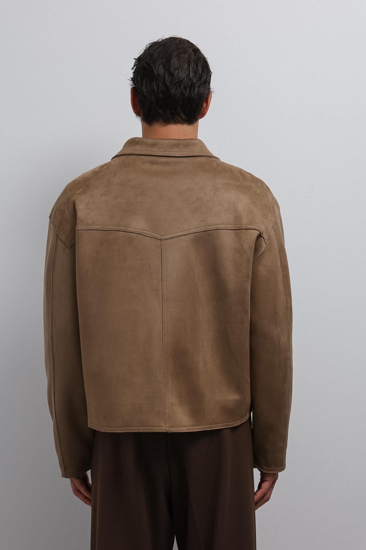 Antioch Bej Fermuarlı Suni Süet Erkek Mont