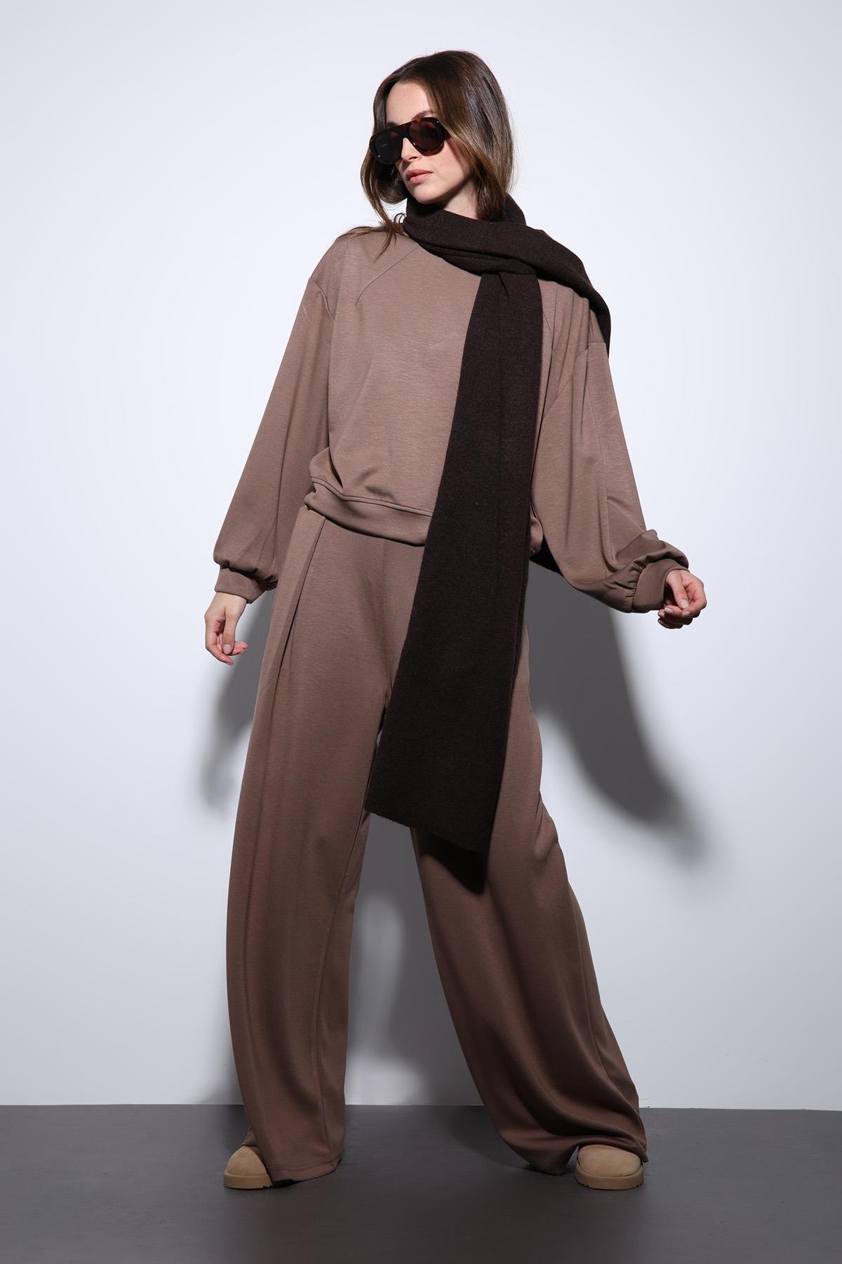 Antioch Bej Geniş Paça Relaxed Kadın Takım