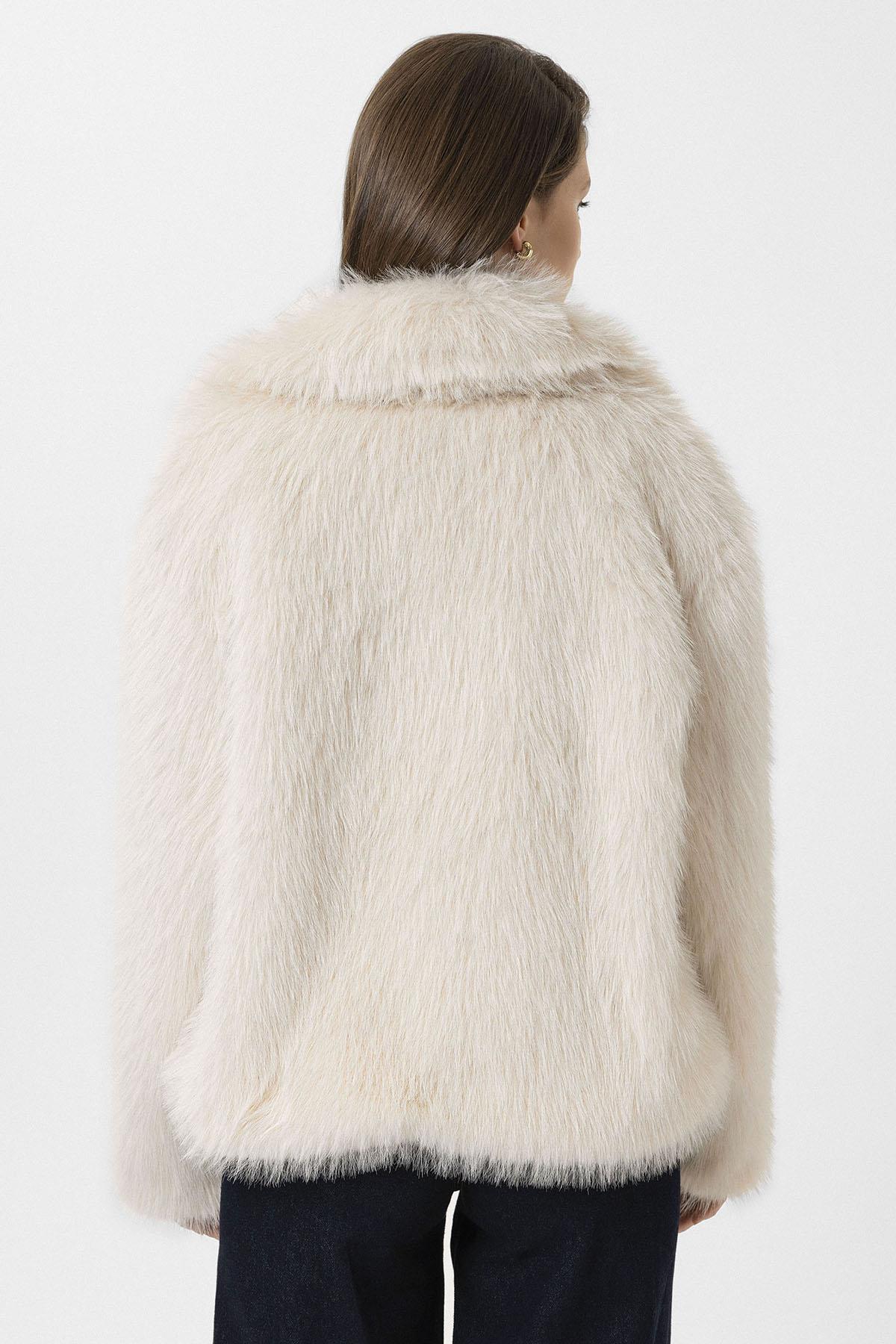 Antioch Bej Kadın Ceket Yaka Suni Kürk Ceket