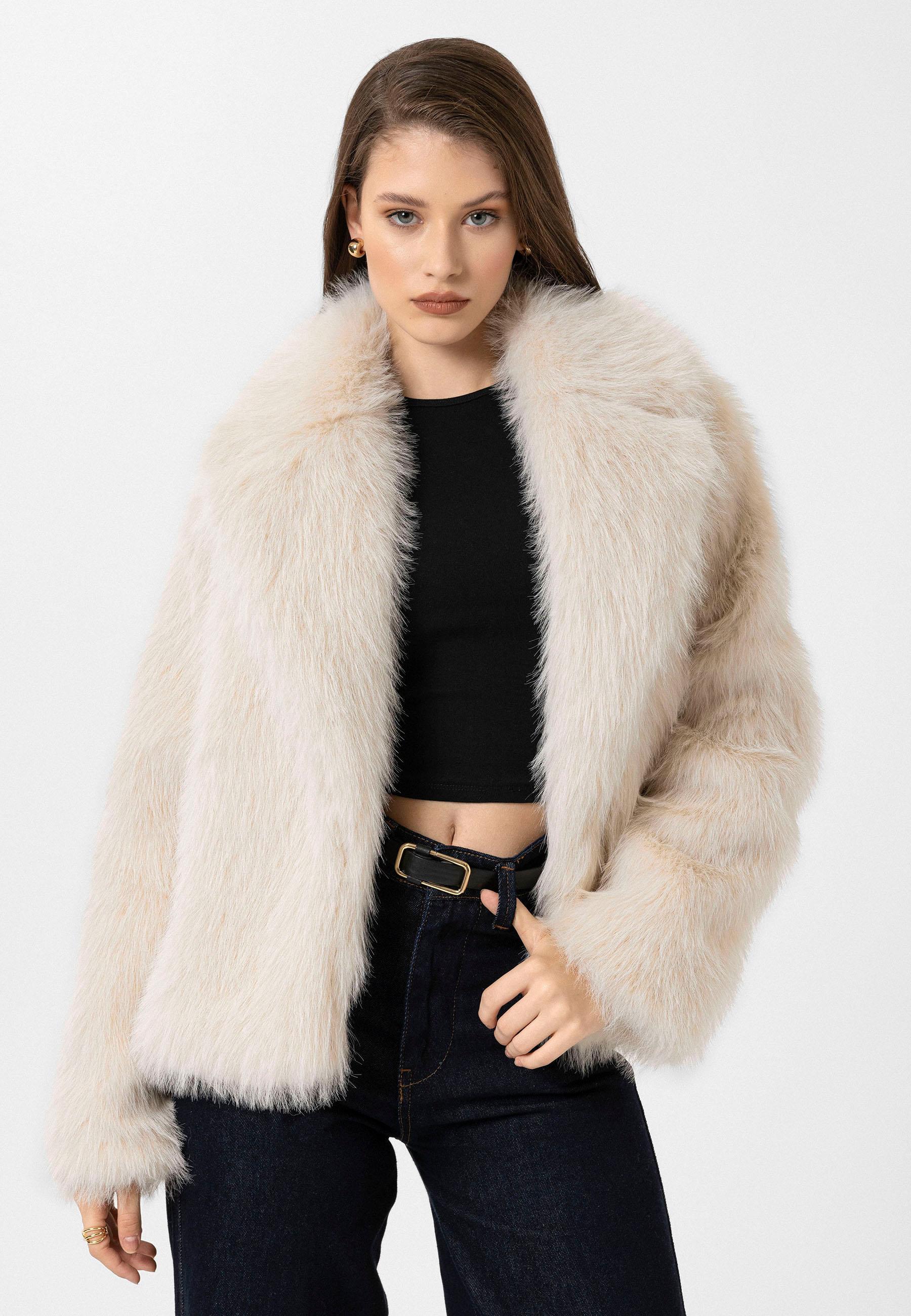 Antioch Bej Kadın Ceket Yaka Suni Kürk Ceket