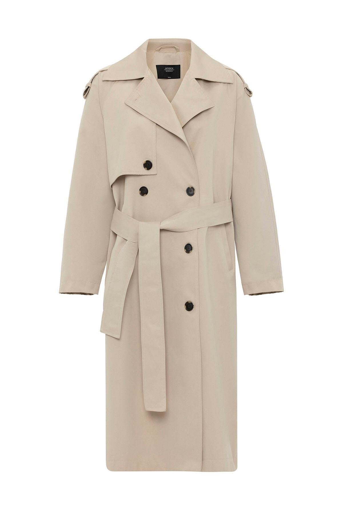 Antioch Bej Kadın Kemerli Uzun Trençkot