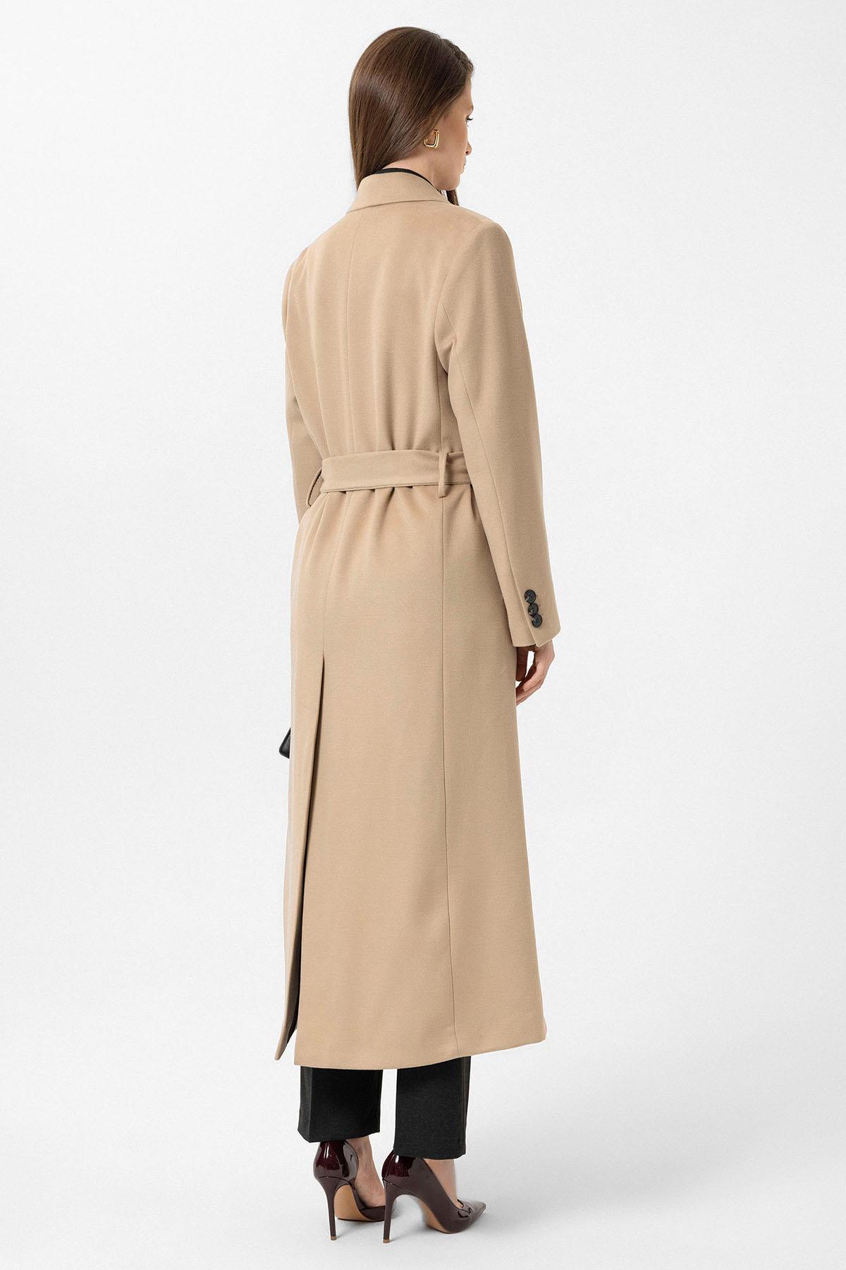 Antioch Bej Kadın Kuşaklı Kruvaze Kaban