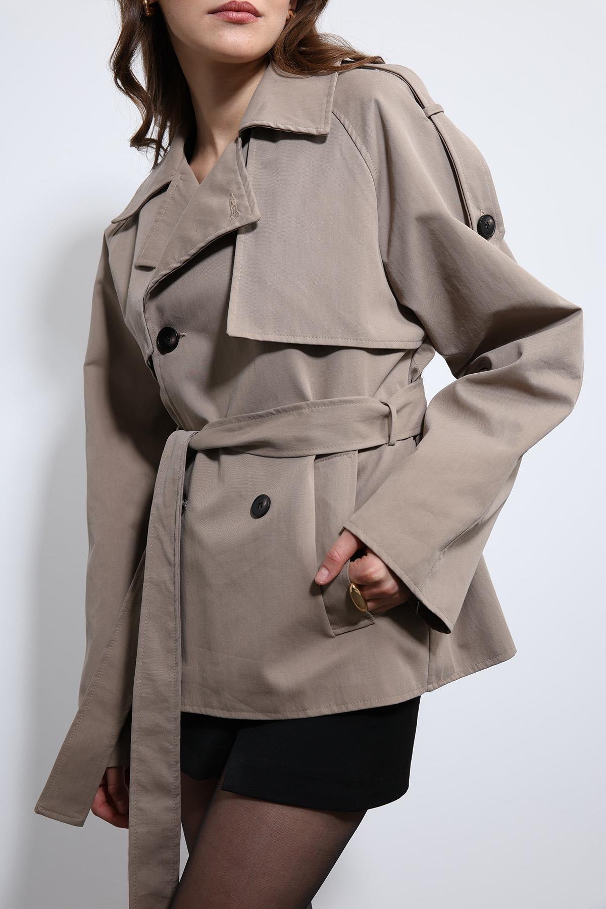 Antioch Bej Kemerli Kısa Trençkot