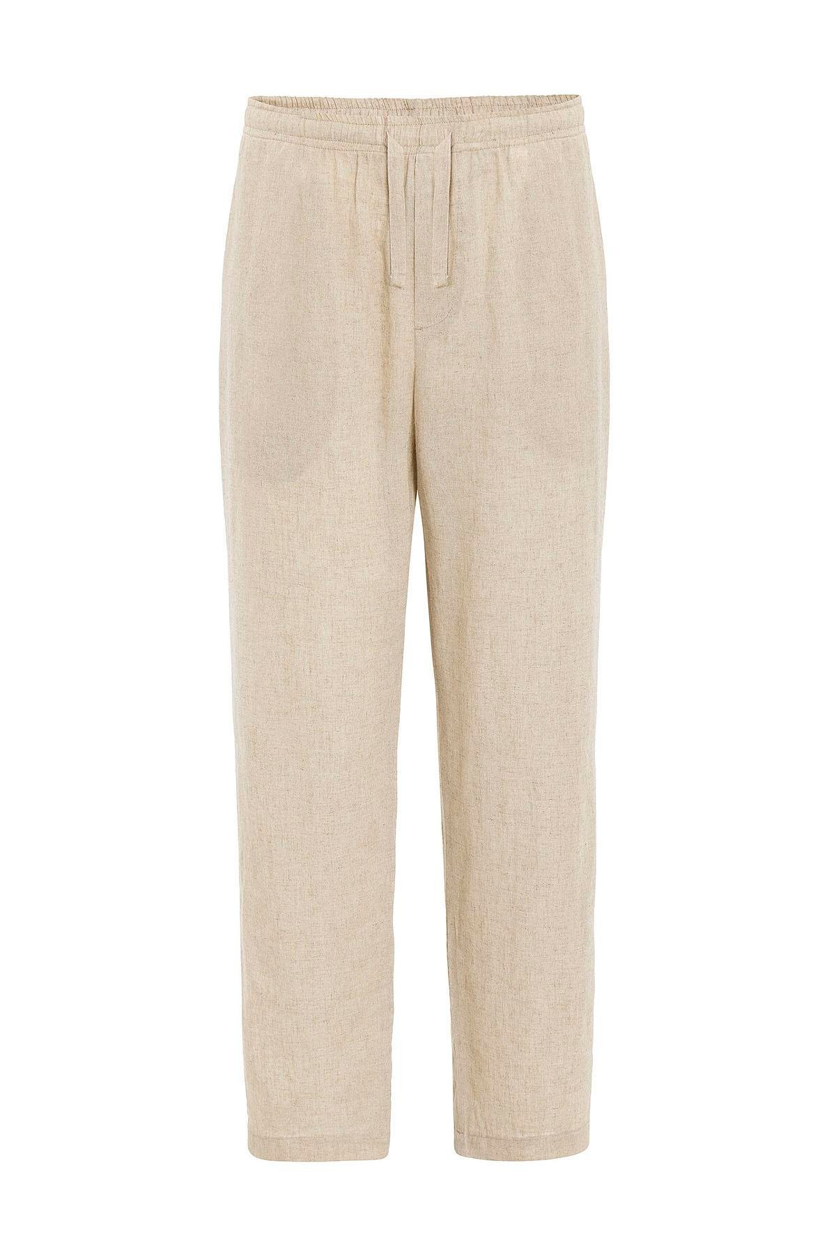 Antioch Bej Keten Karışımlı Jogger Erkek Pantolon