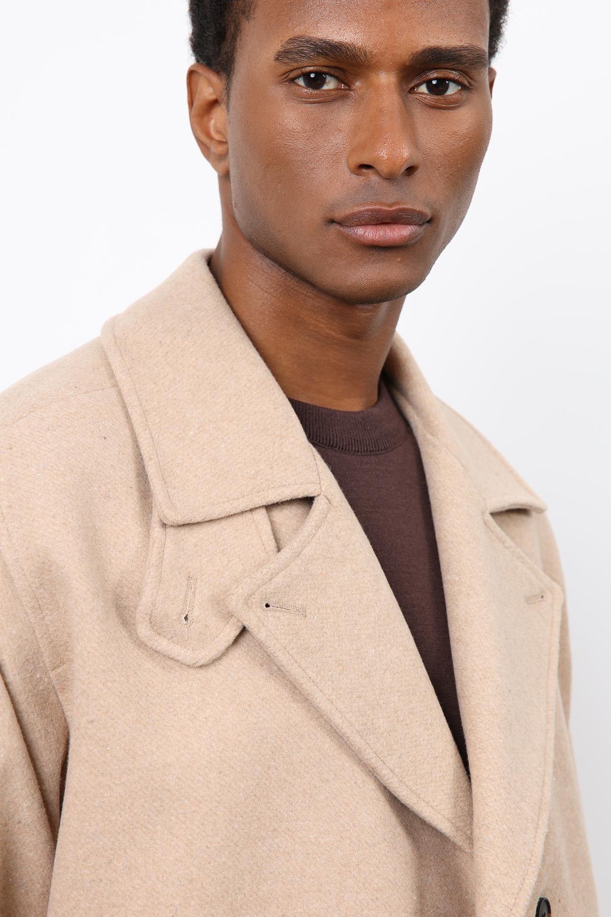 Antioch Bej Kruvaze Kapama Kısa Erkek Kaban