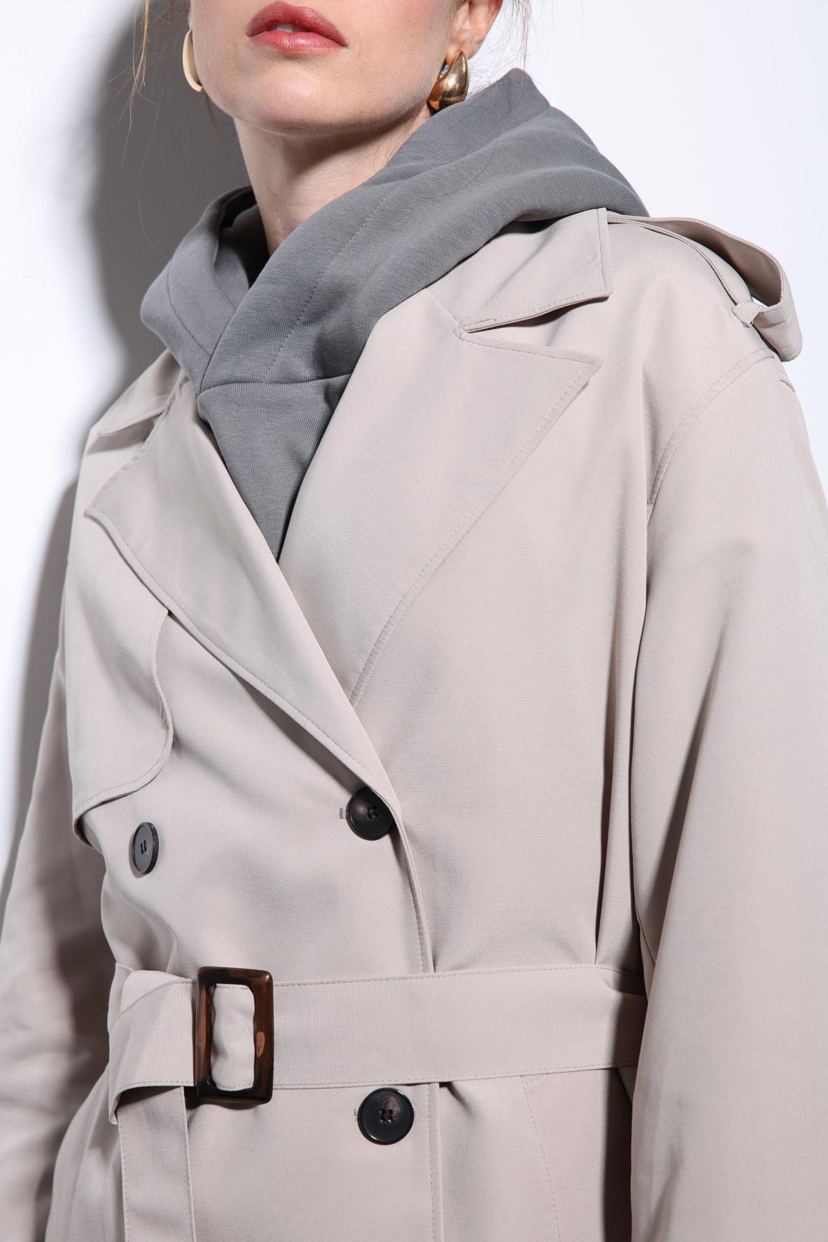 Antioch Bej Kruvaze Kemerli Kadın Trençkot