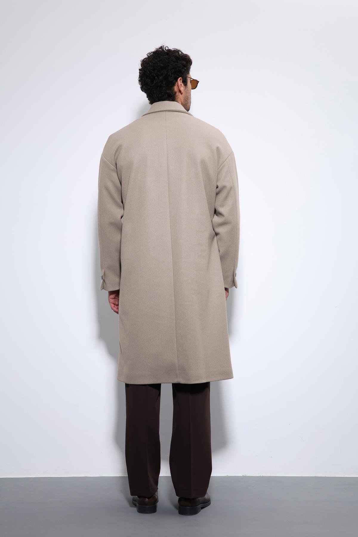 Antioch Bej Kuşaklı Oversize Erkek Kaban