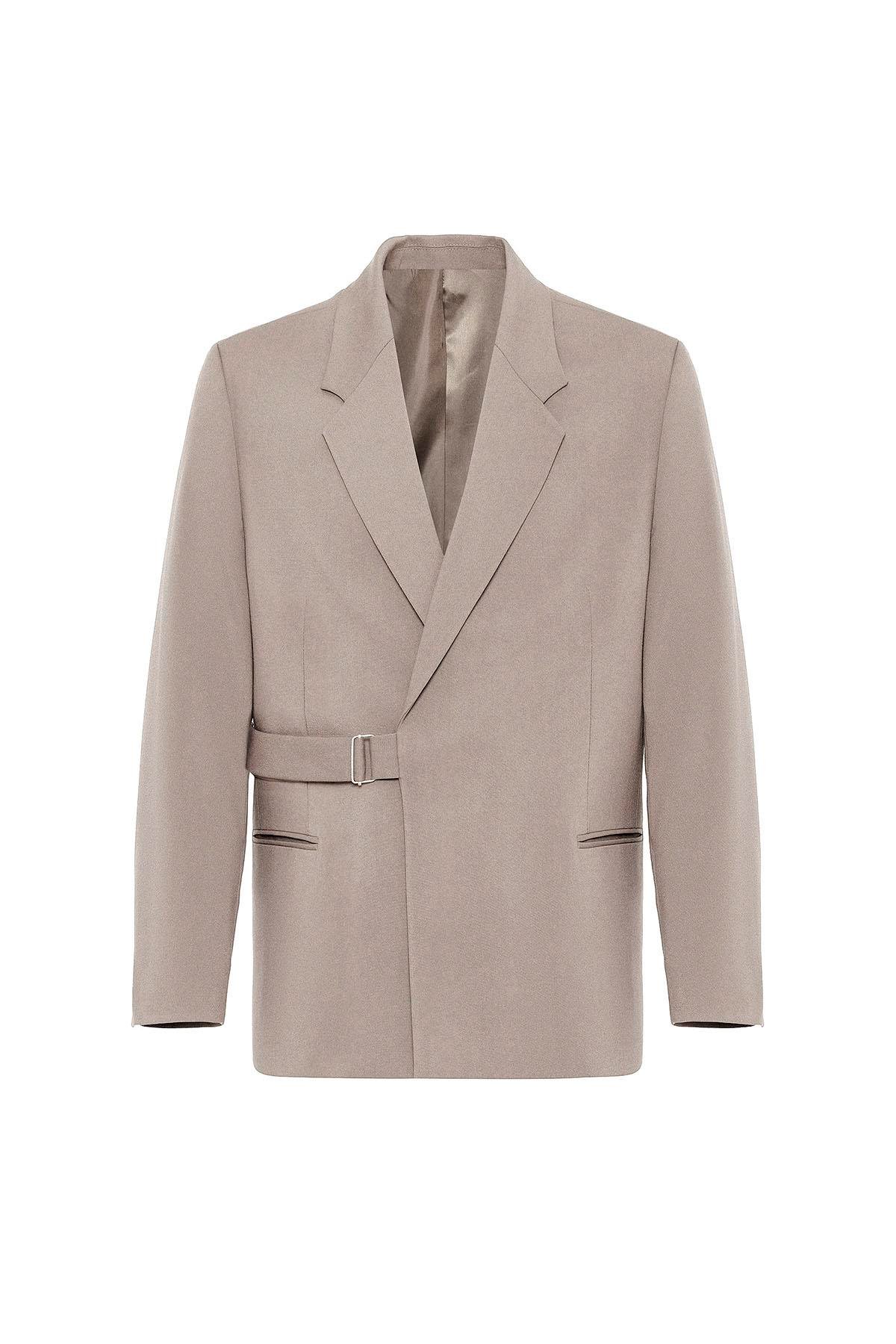 Antioch Bej Kuşaklı Relax Fit Erkek Blazer Ceket