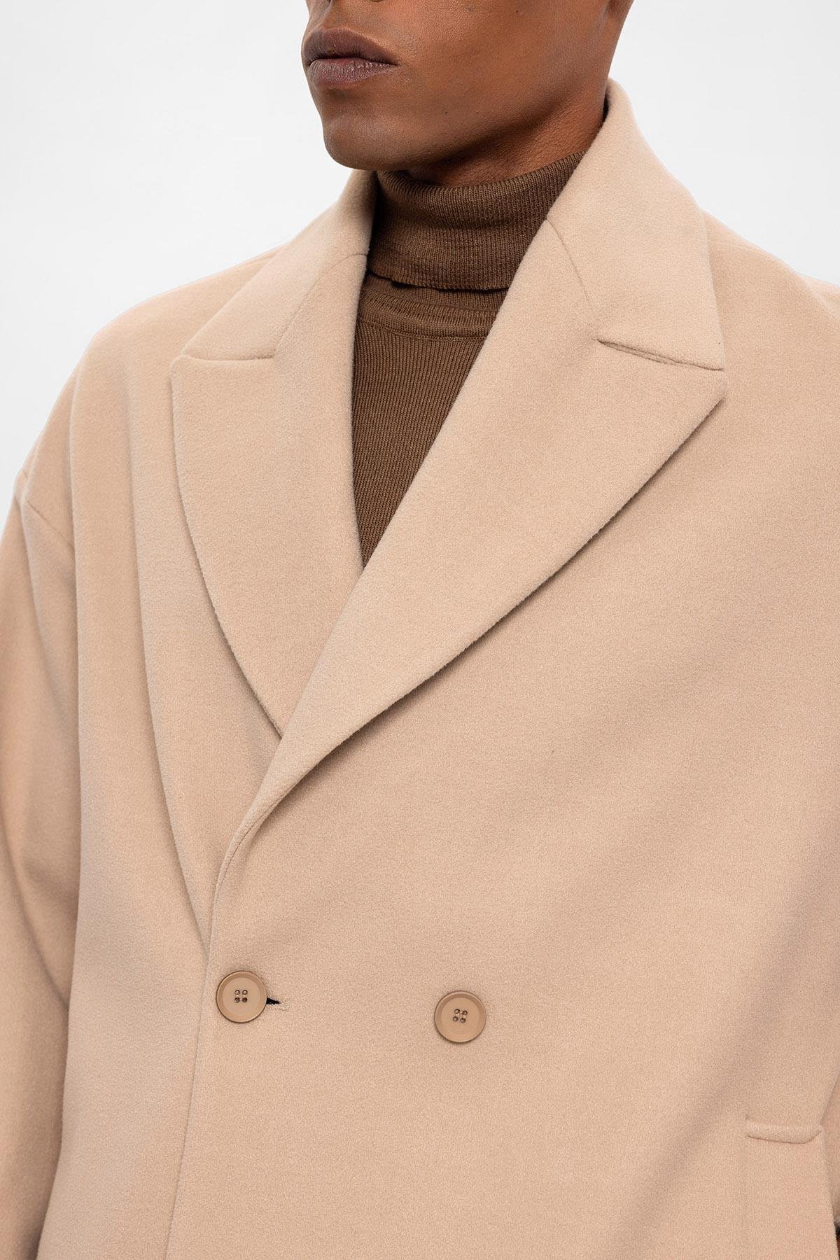 Antioch Bej Oversize Kruvaze Erkek Kaban