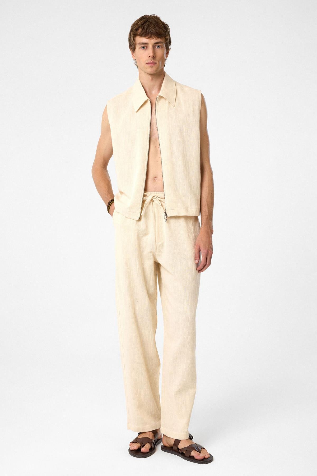 Antioch Bej Polo Yaka Dokulu Erkek Yelek