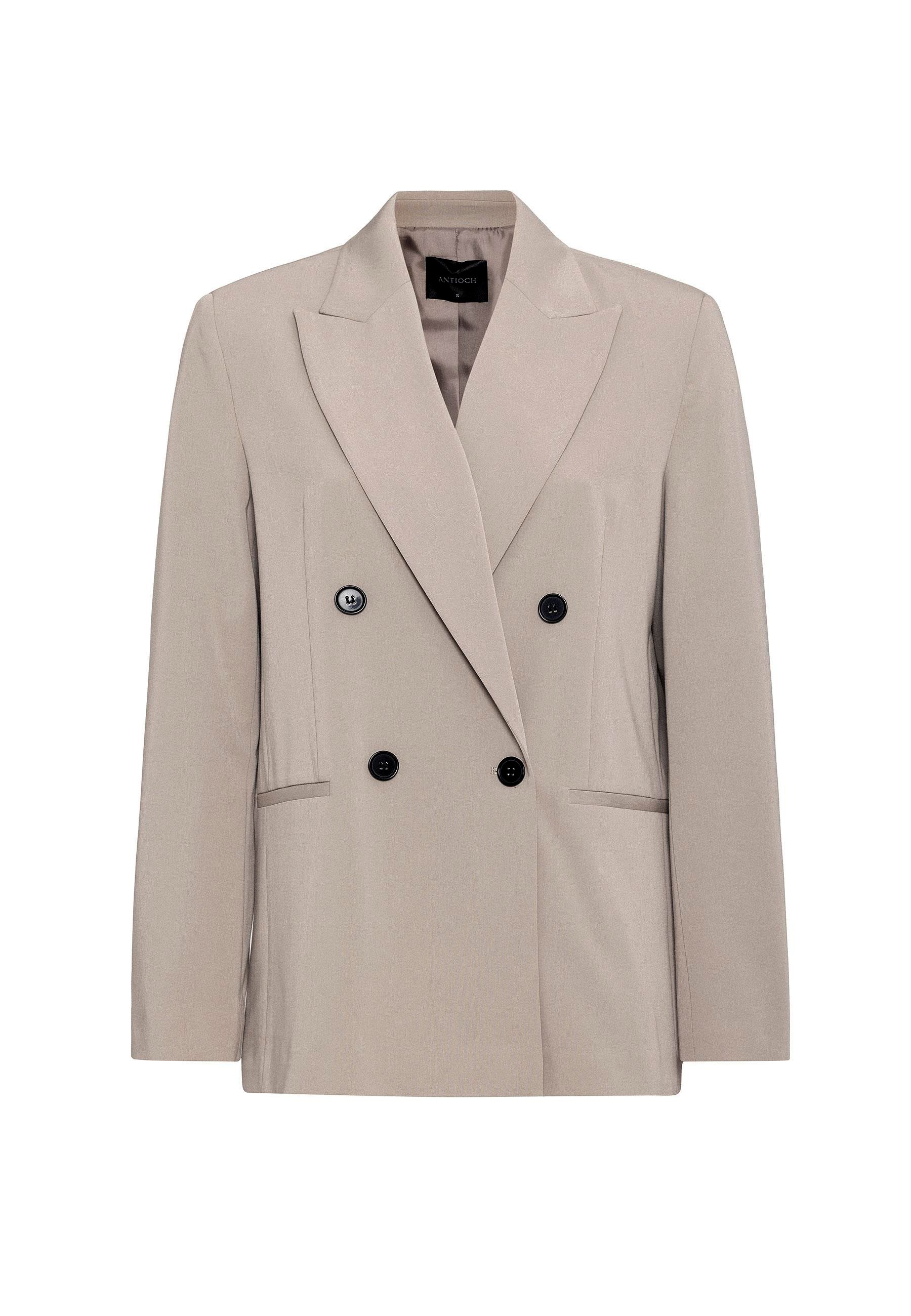 Antioch Bej Regular Fit Kruvaze Kadın Blazer Ceket