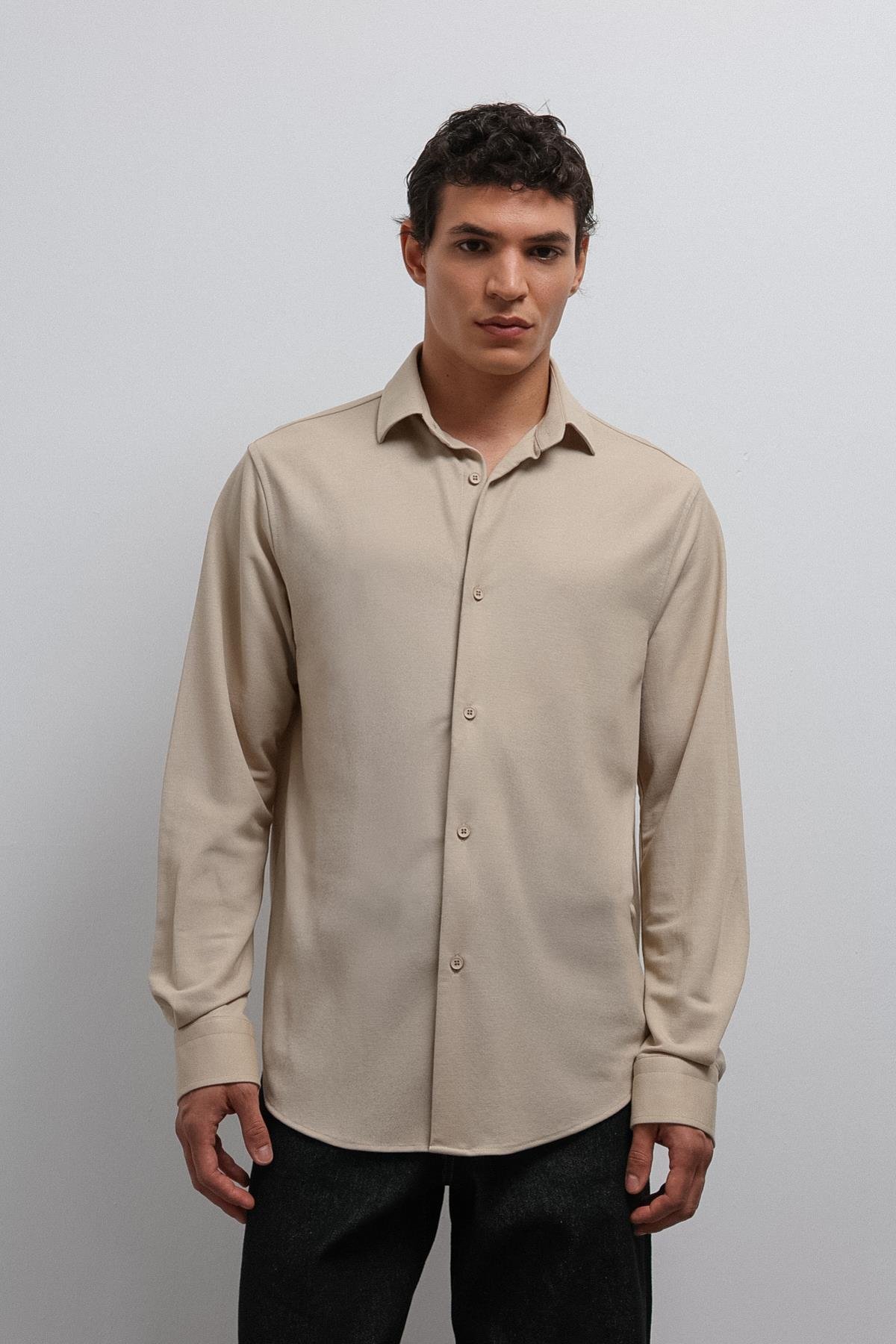 Antioch Bej Relax Fit Erkek Gömlek