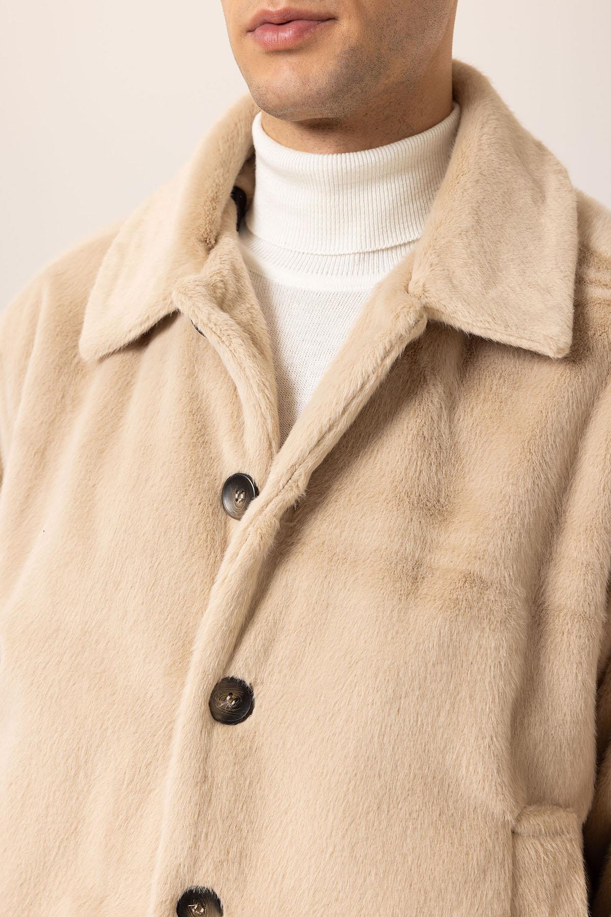 Antioch Bej Relax Fit Yumuşak Dokulu Erkek Mont