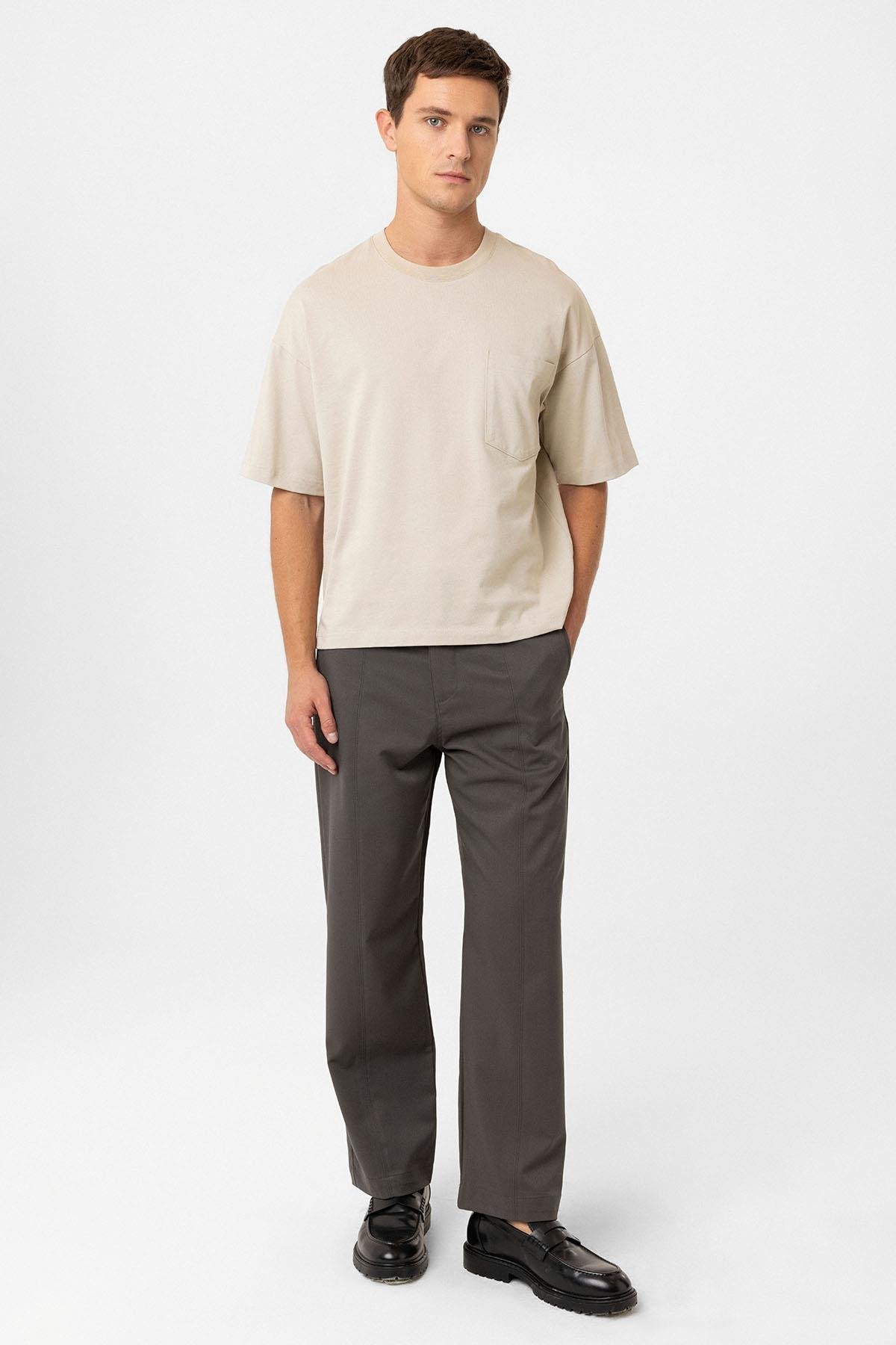 Antioch Bej Relaxed Basic Erkek T-Shirt