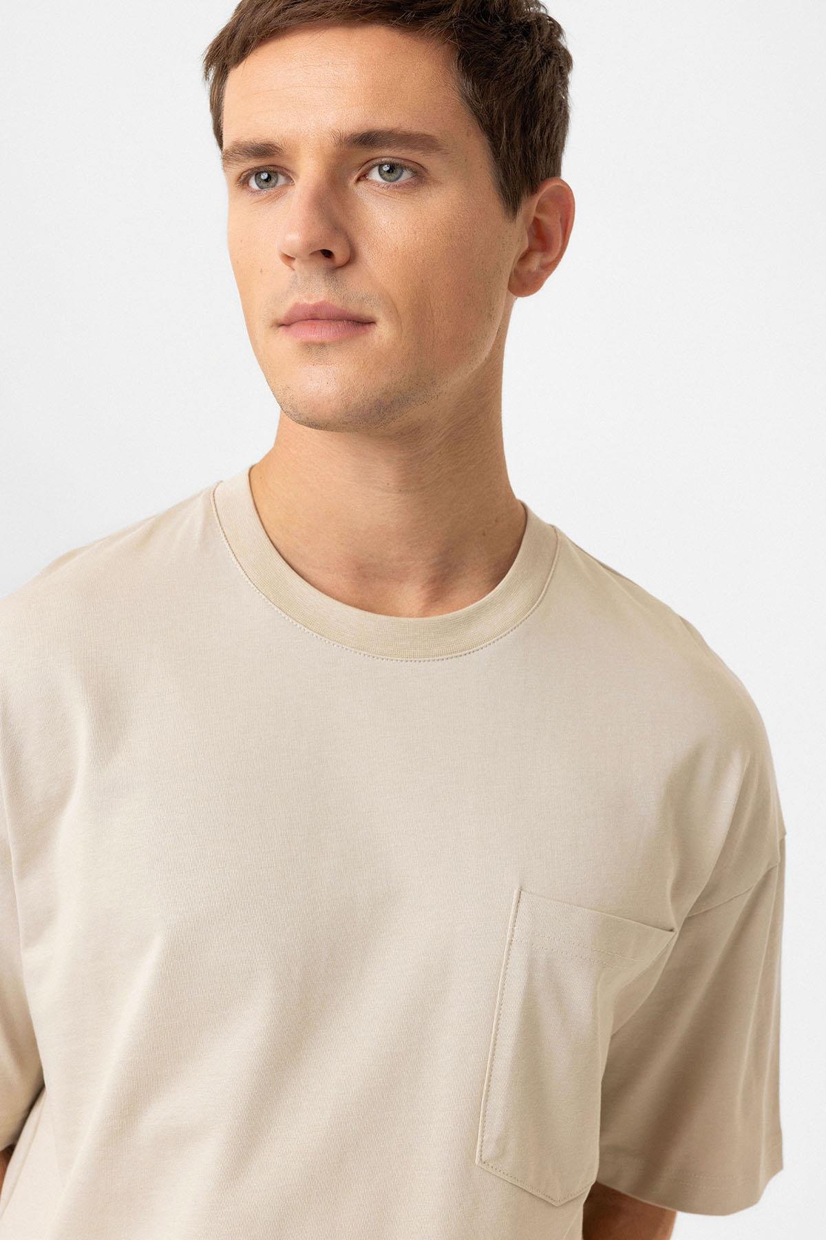 Antioch Bej Relaxed Basic Erkek T-Shirt