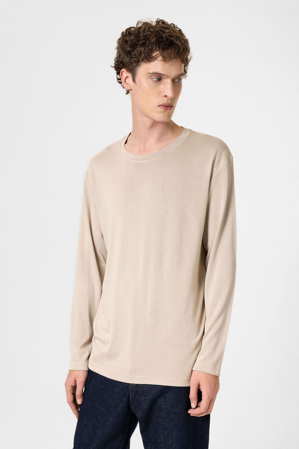 Antioch Bej Relaxed Fit Basic Erkek T-Shirt