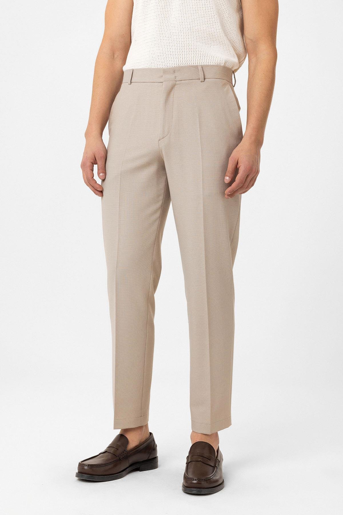 Antioch Bej Slim Fit Klasik Erkek Takım