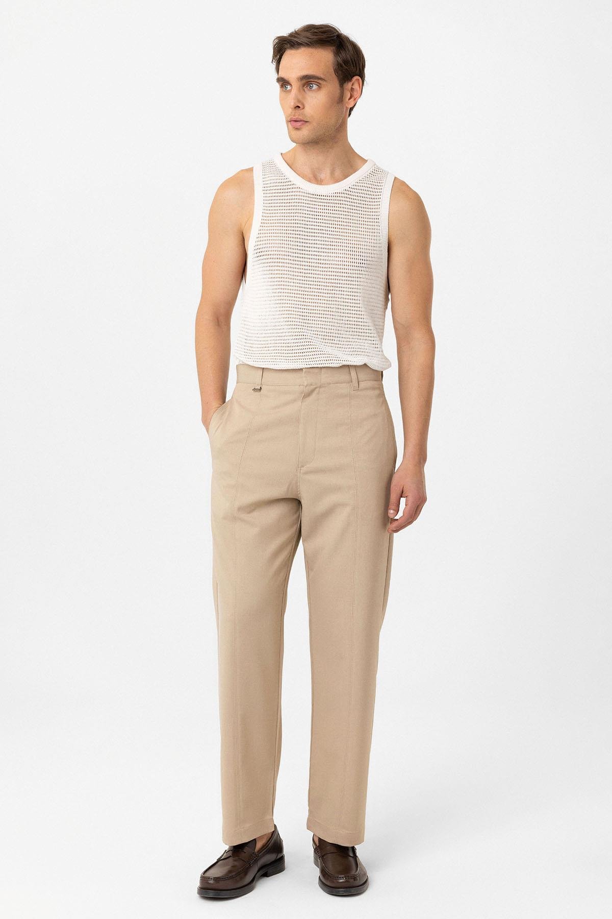 Antioch Bej Straight Fit Erkek Pantolon