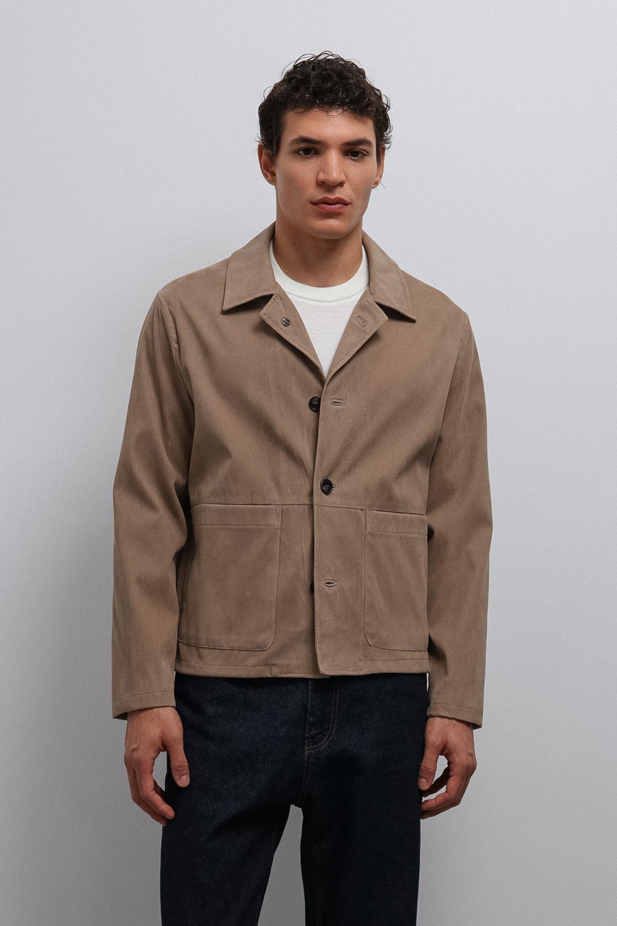 Antioch Bej Süet Erkek Klasik Ceket