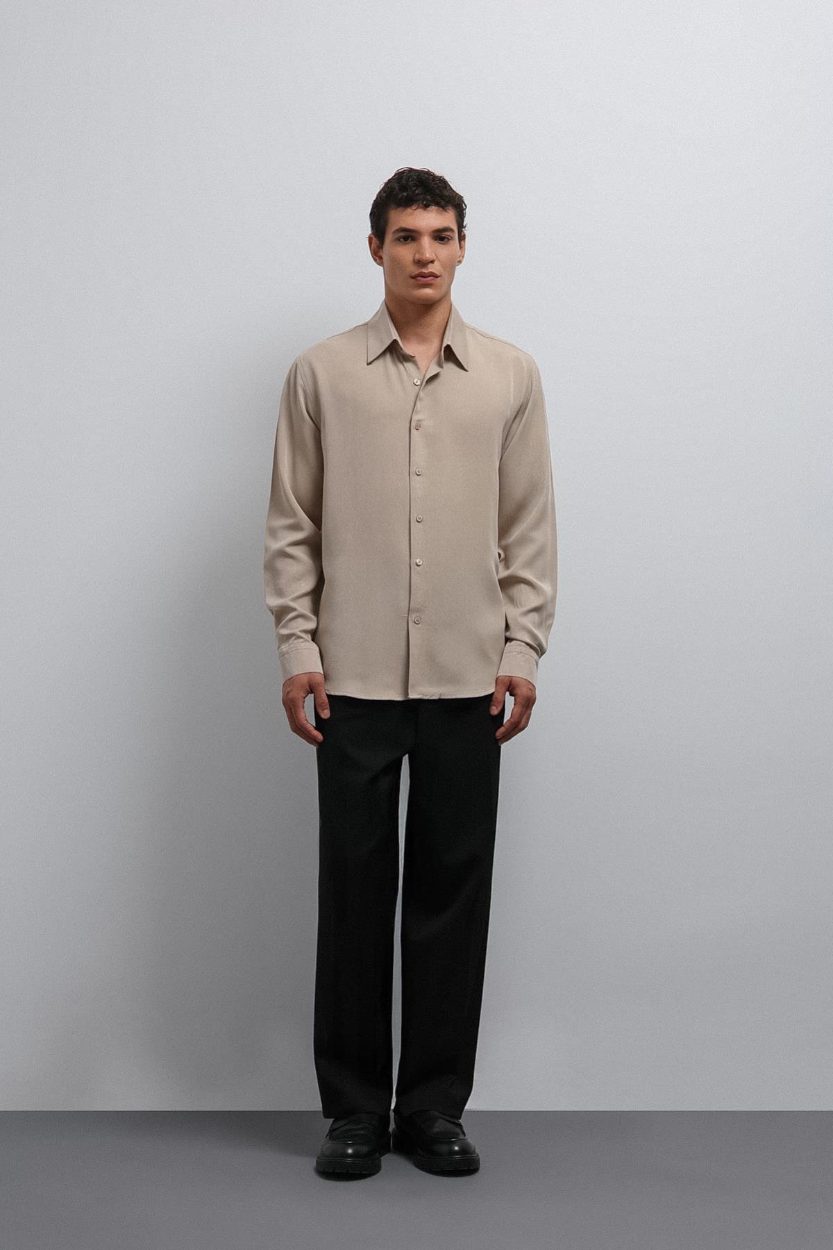 Antioch Bej Teknik Regular Fit Erkek Gömlek