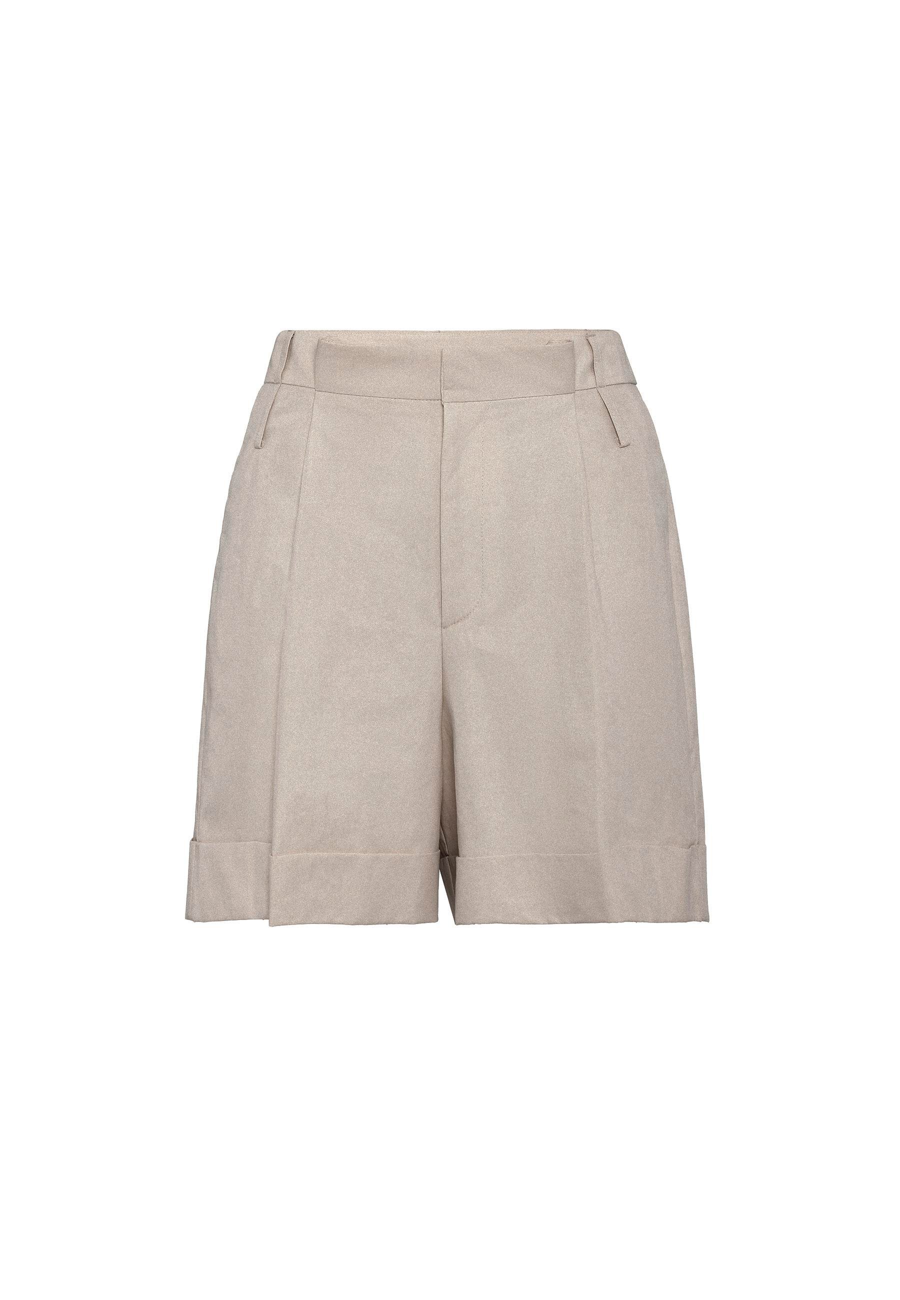 Antioch Bej Yüksek Bel Pensli  Kadın Bermuda Şort