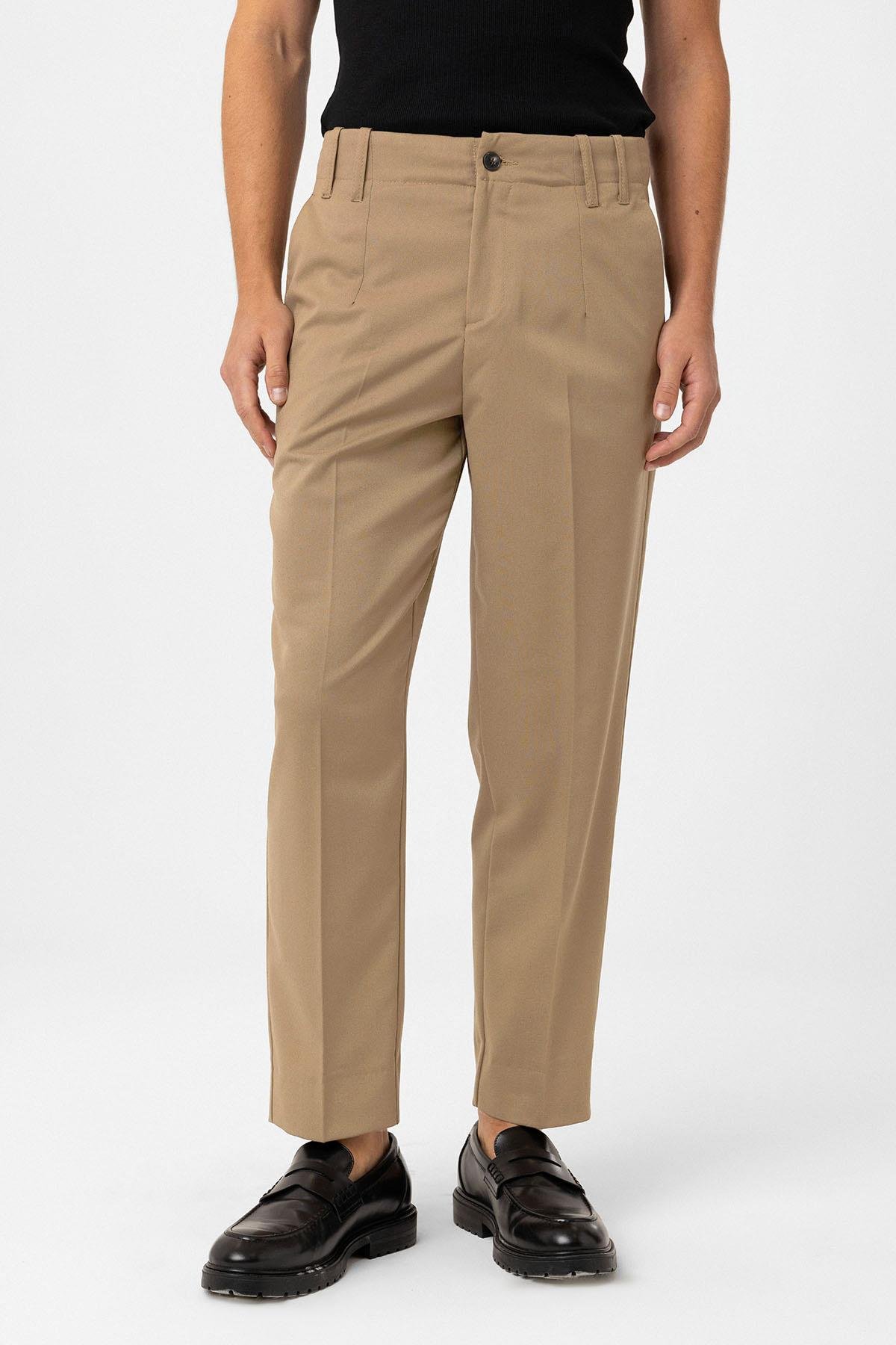 Antioch Bej Yüksek Bel Straight Fit Erkek Pantolon