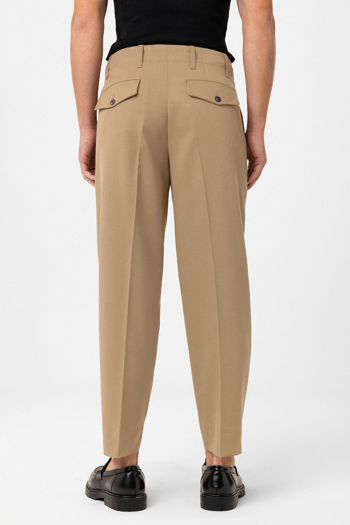 Antioch Bej Yüksek Bel Straight Fit Erkek Pantolon