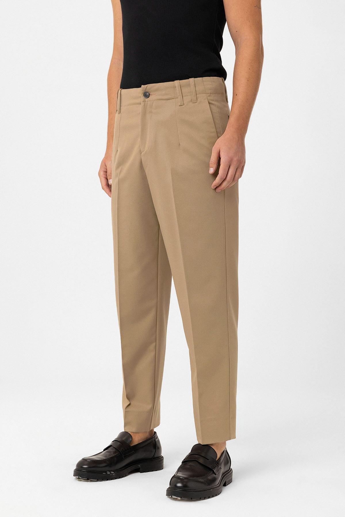 Antioch Bej Yüksek Bel Straight Fit Erkek Pantolon