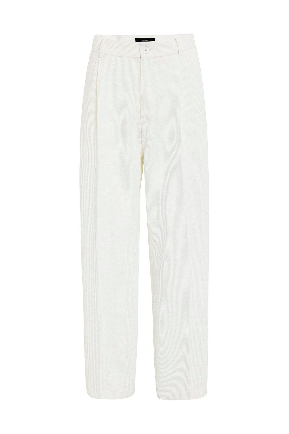 Antioch Beyaz Baggy Fitilli Erkek Pantolon
