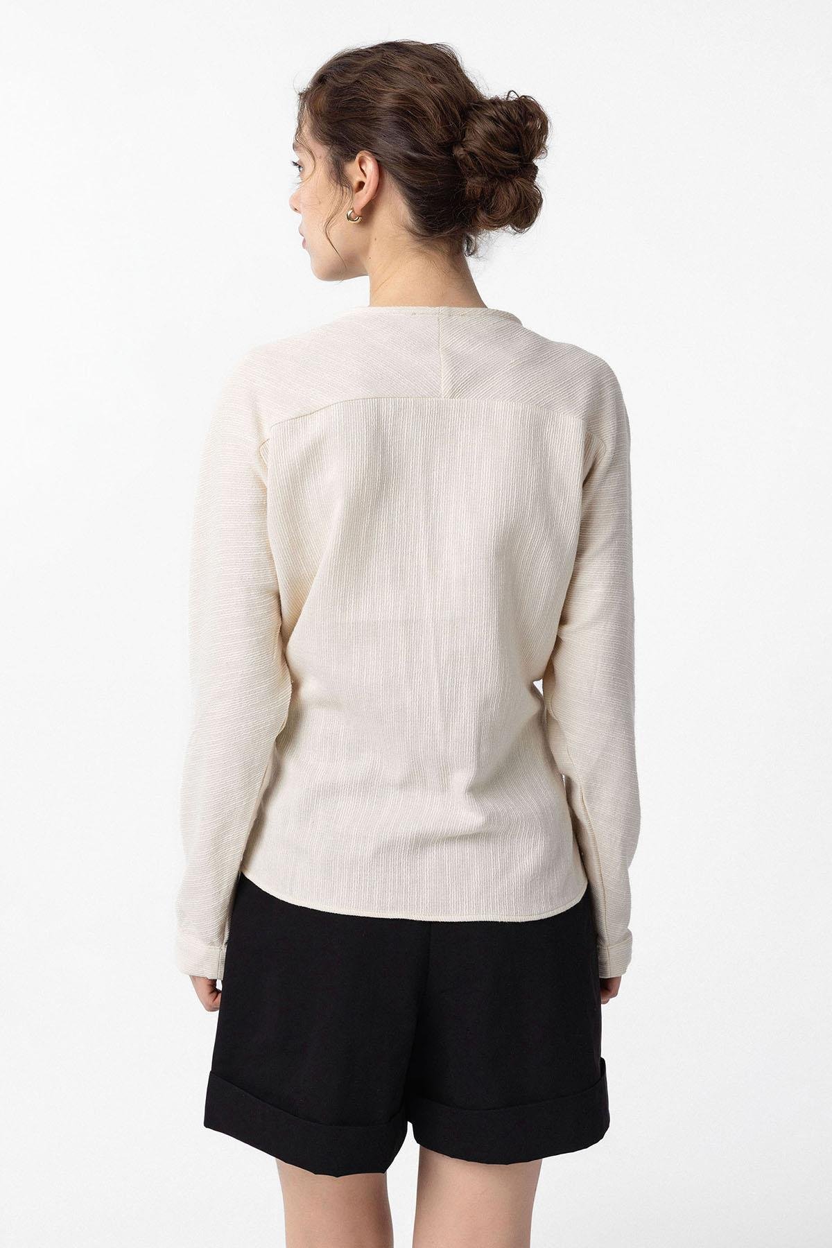 Antioch Beyaz Bağlamalı Kimono Kadın Gömlek