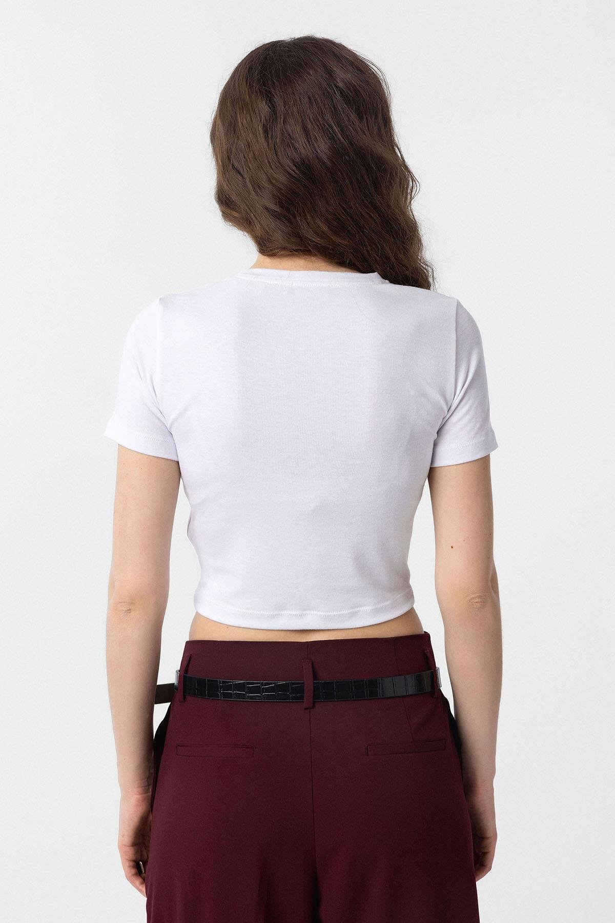 Antioch Beyaz Crop Kadın T-Shirt