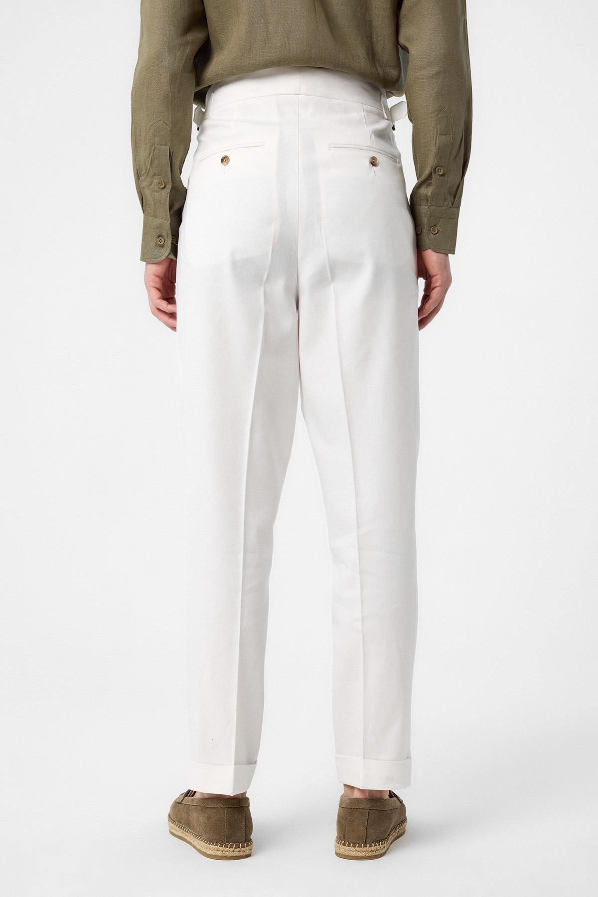 Antioch Beyaz İtalyan Kesim Yüksek Bel Erkek Pantolon