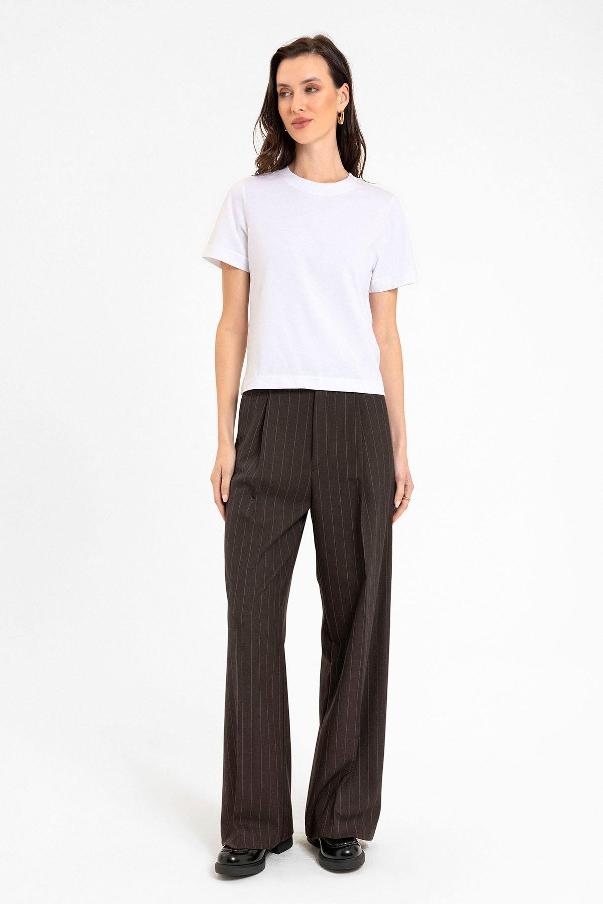 Antioch Beyaz Kadın Bisiklet Yaka Basic T-Shirt