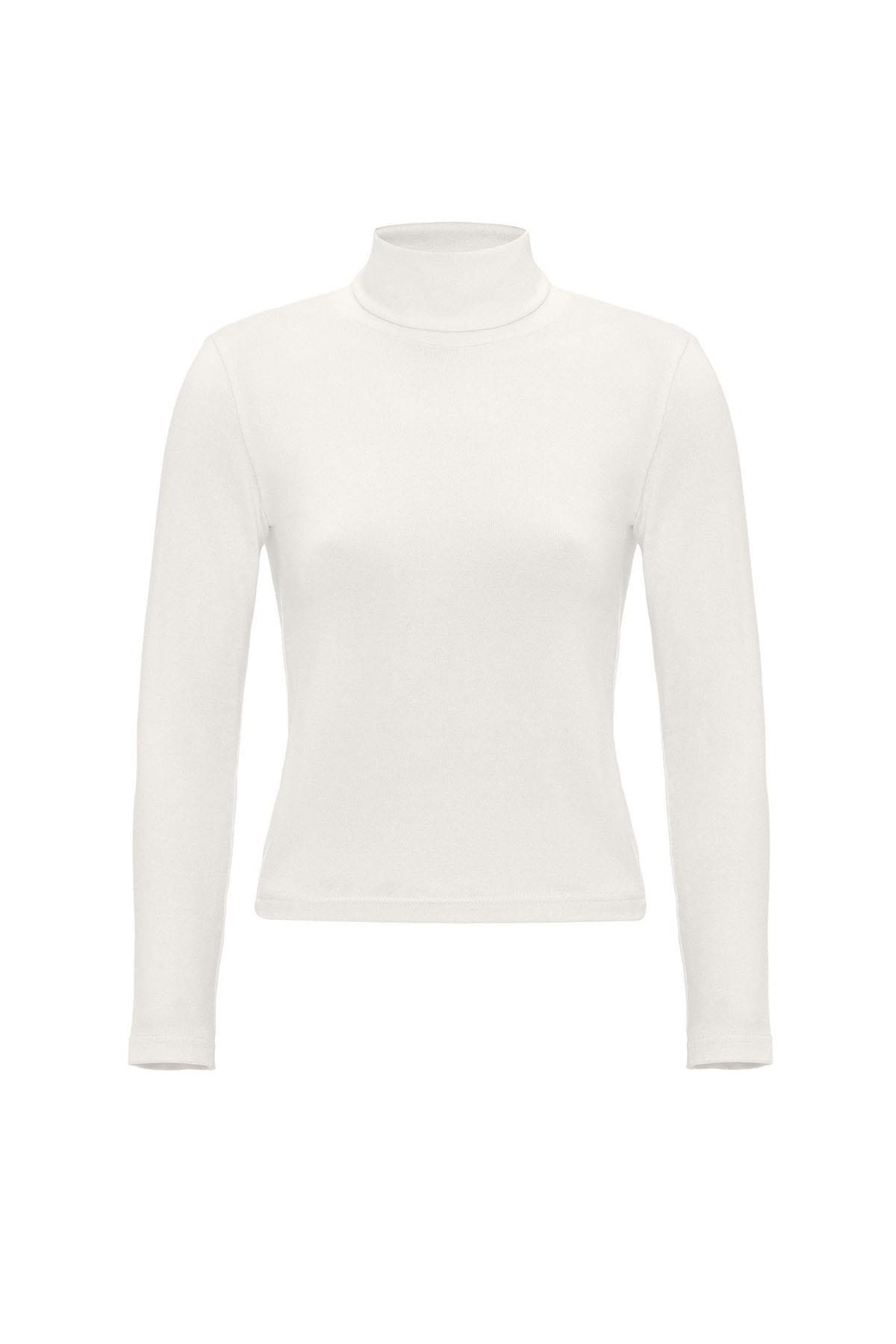 Antioch Beyaz Kadın Boğazlı Triko Kazak