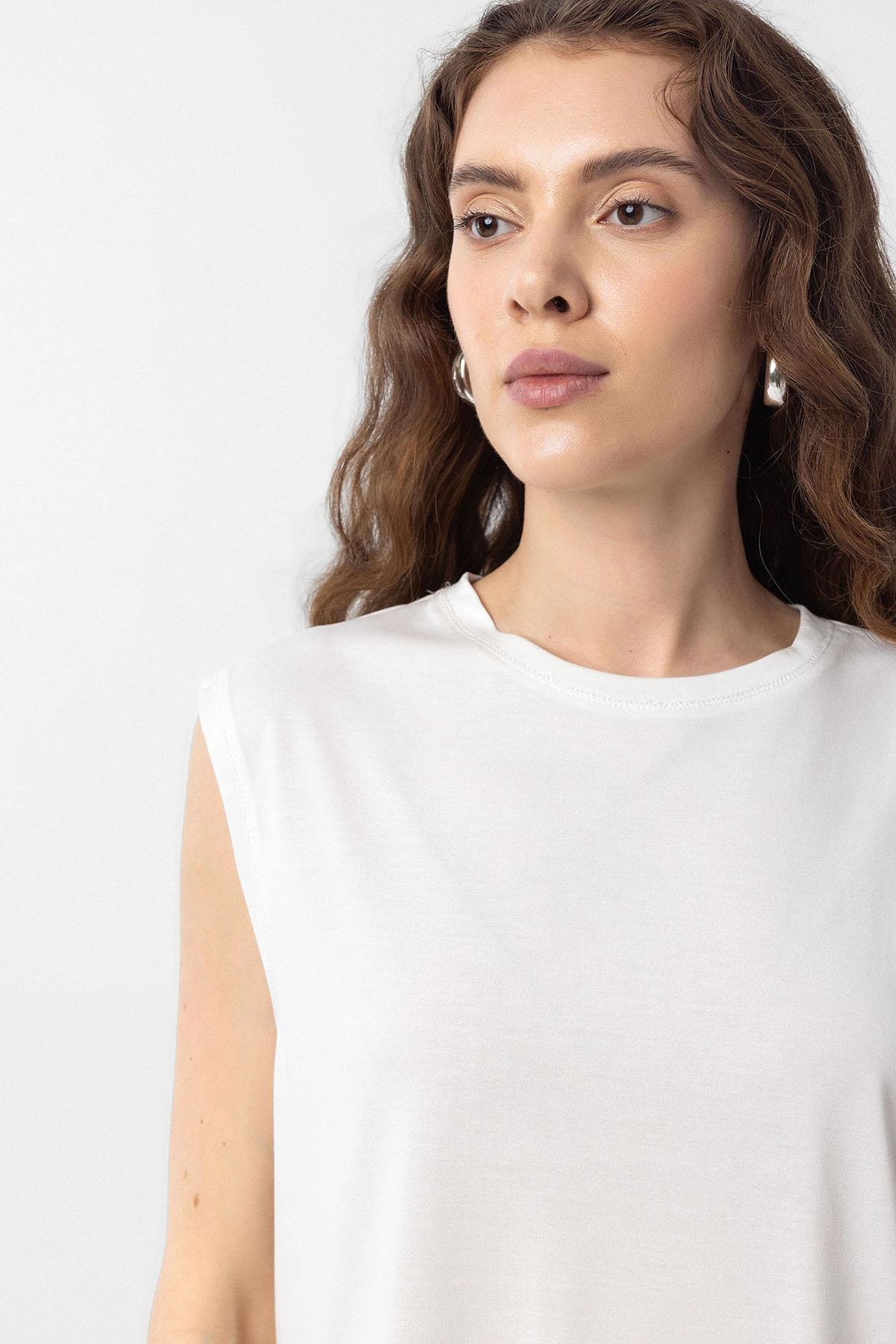 Antioch Beyaz Modal Kumaş Kadın T-Shirt