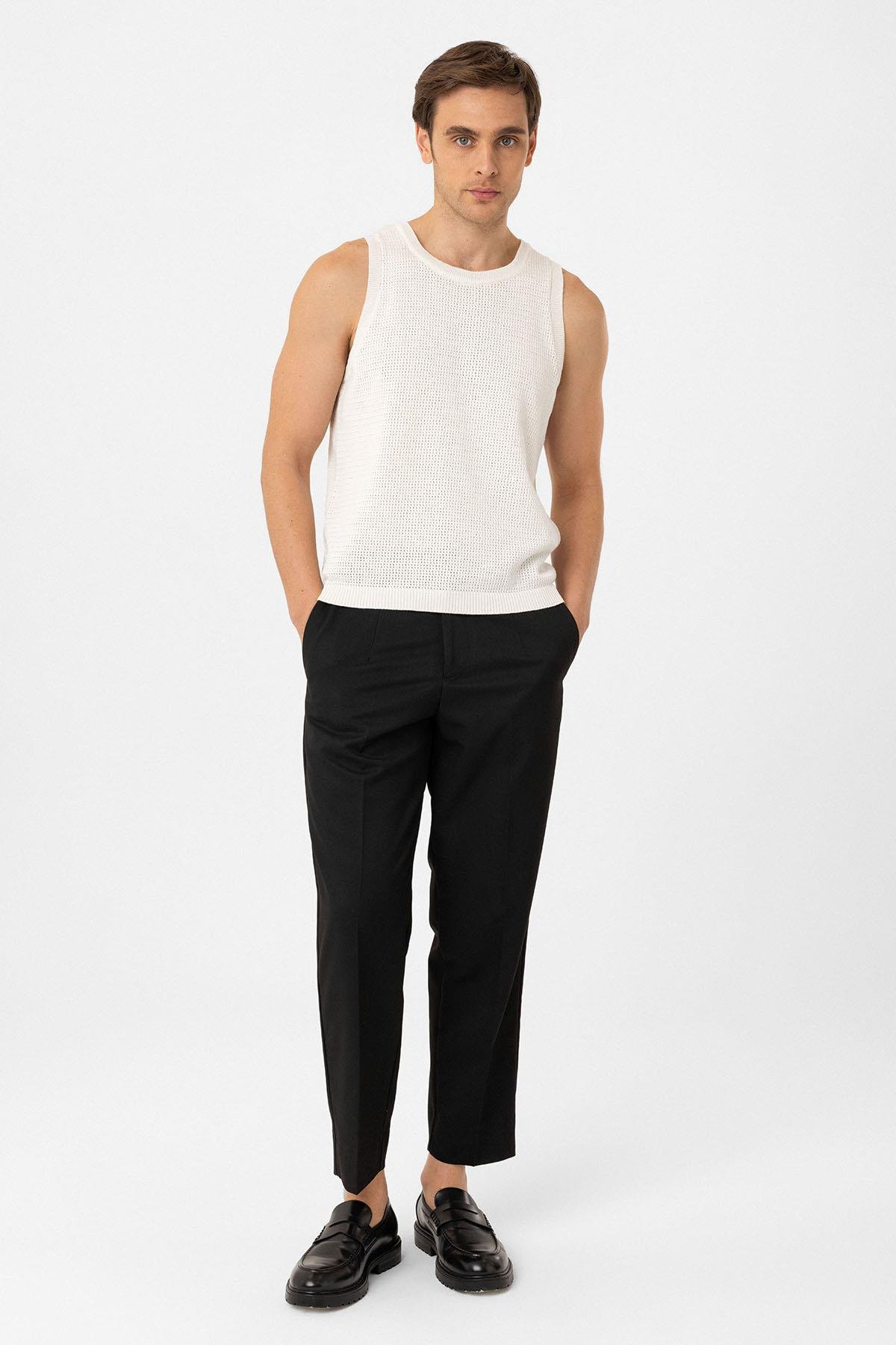 Antioch Beyaz Örme Dokulu Erkek Atlet