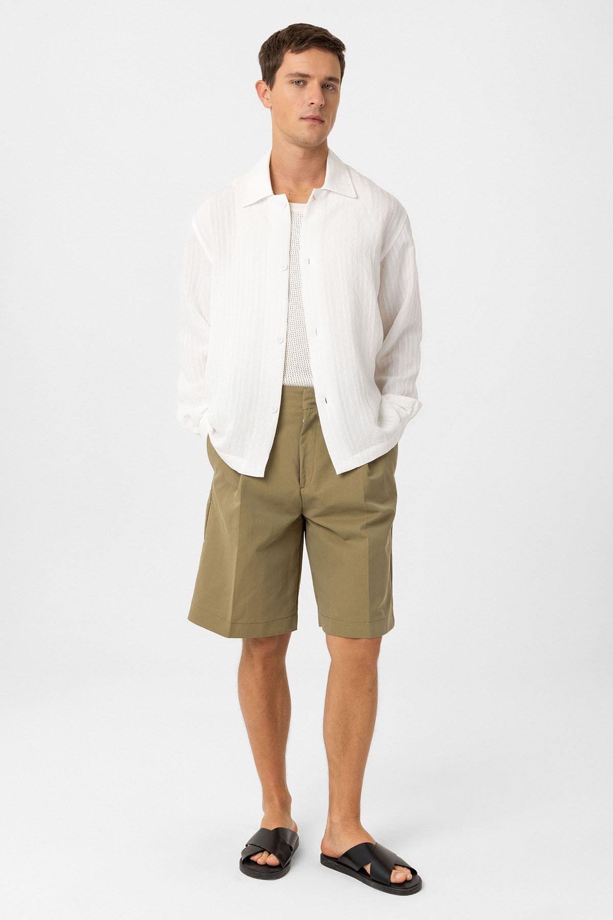 Antioch Beyaz Oversize Dokulu Erkek Gömlek