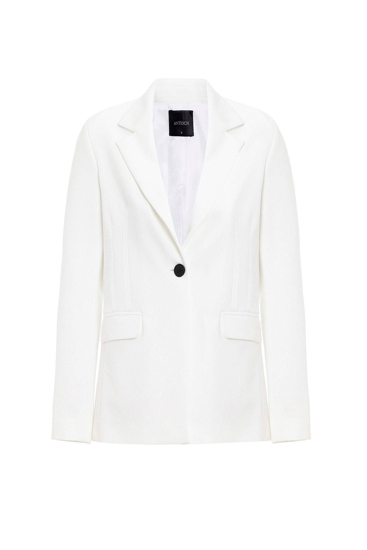Antioch Beyaz Vücuda Oturan Kadın Blazer Ceket