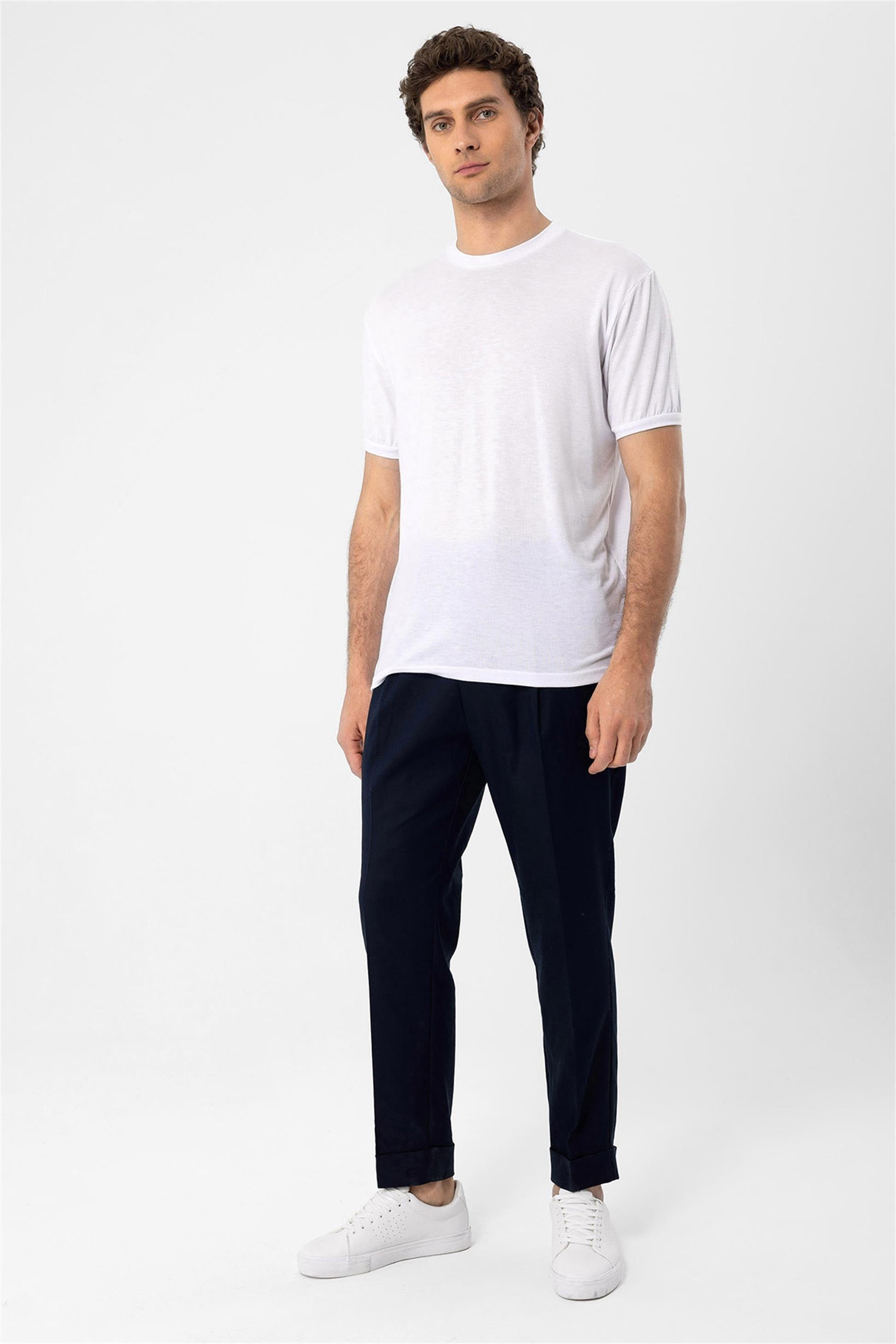 Antioch Men Beyaz Bisiklet Yaka Erkek T-Shirt