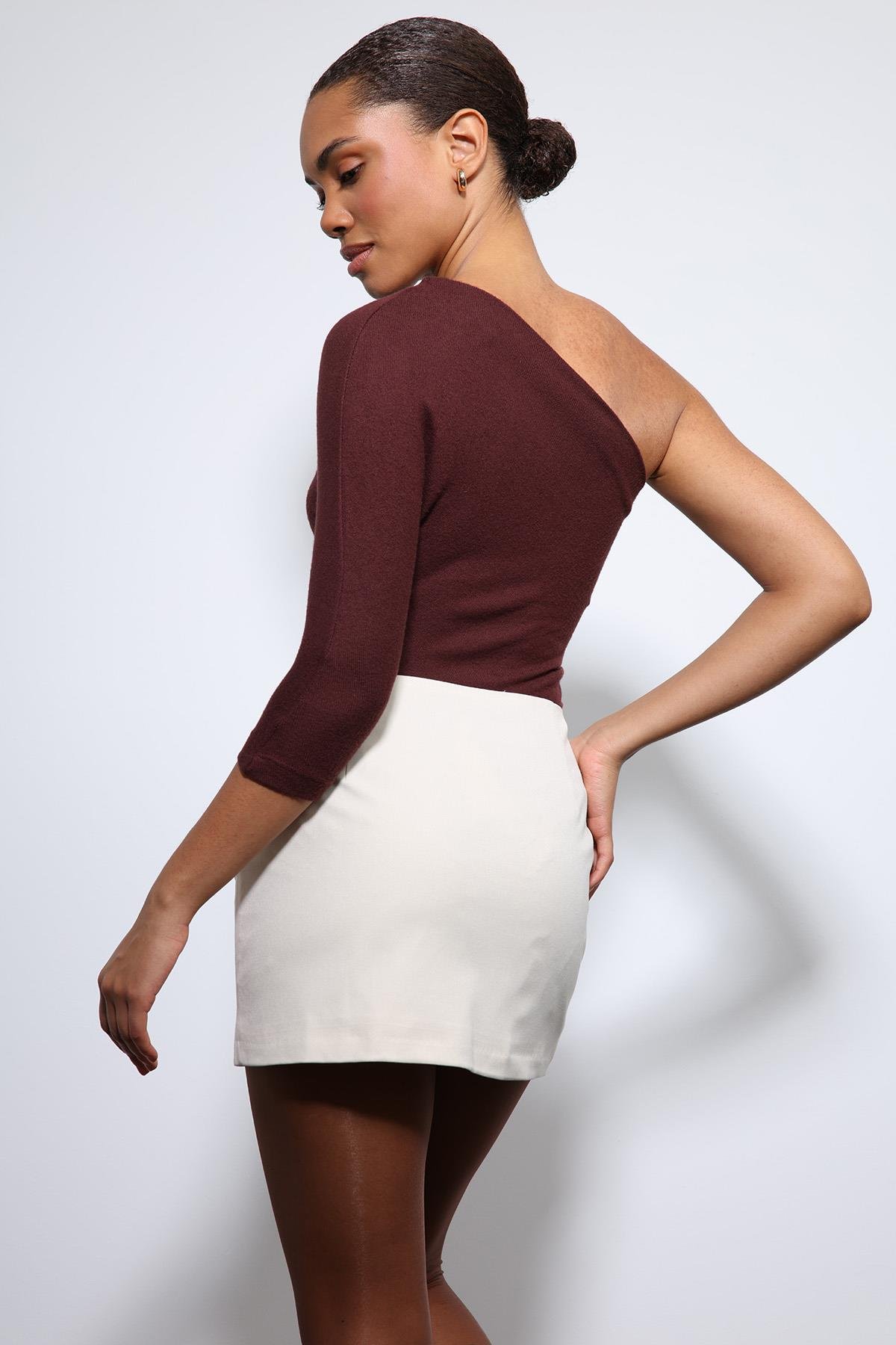 Antioch Bordo Asimetrik Yaka Top