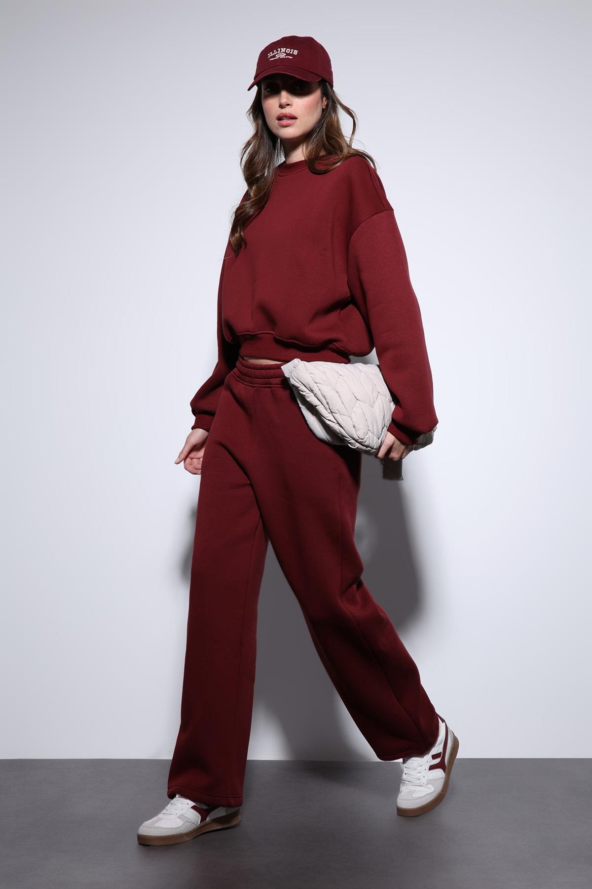 Antioch Bordo Basic Kadın Sweatshirt