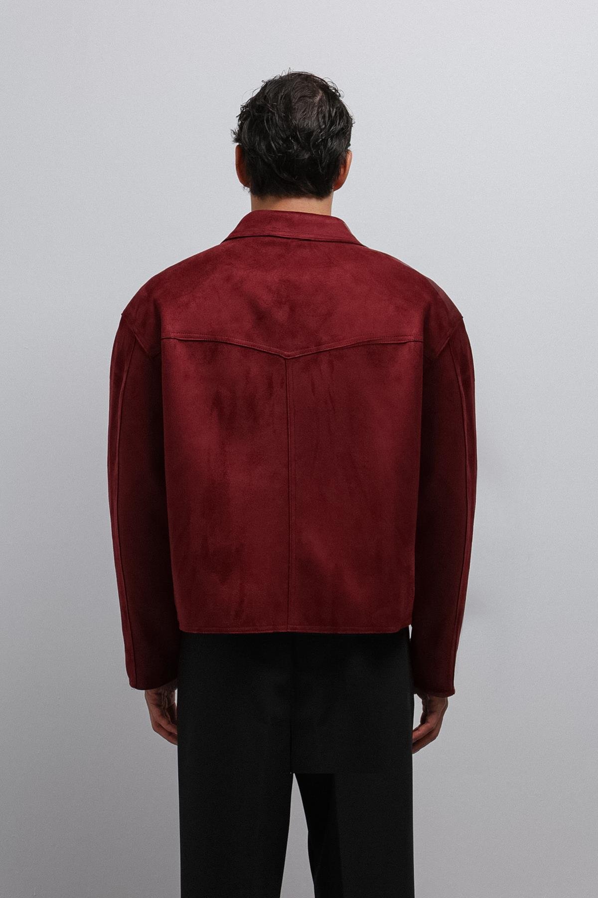 Antioch Bordo Fermuarlı Suni Süet Erkek Mont