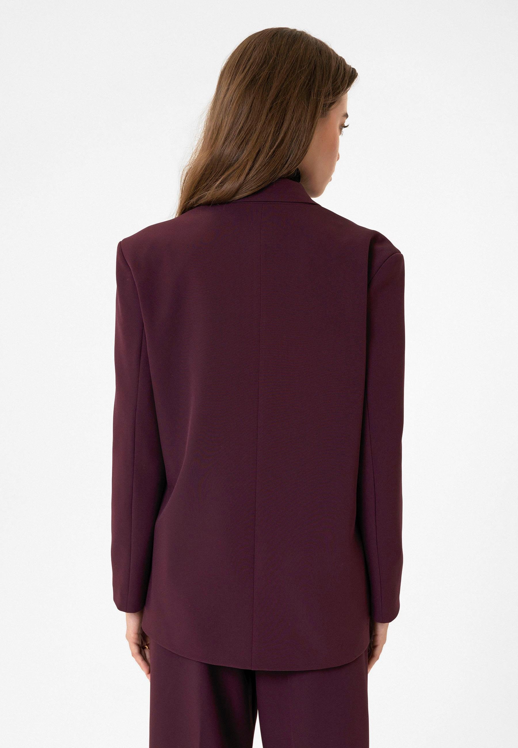 Antioch Bordo Kadın Kruvaze Kapama Oversize Blazer Ceket