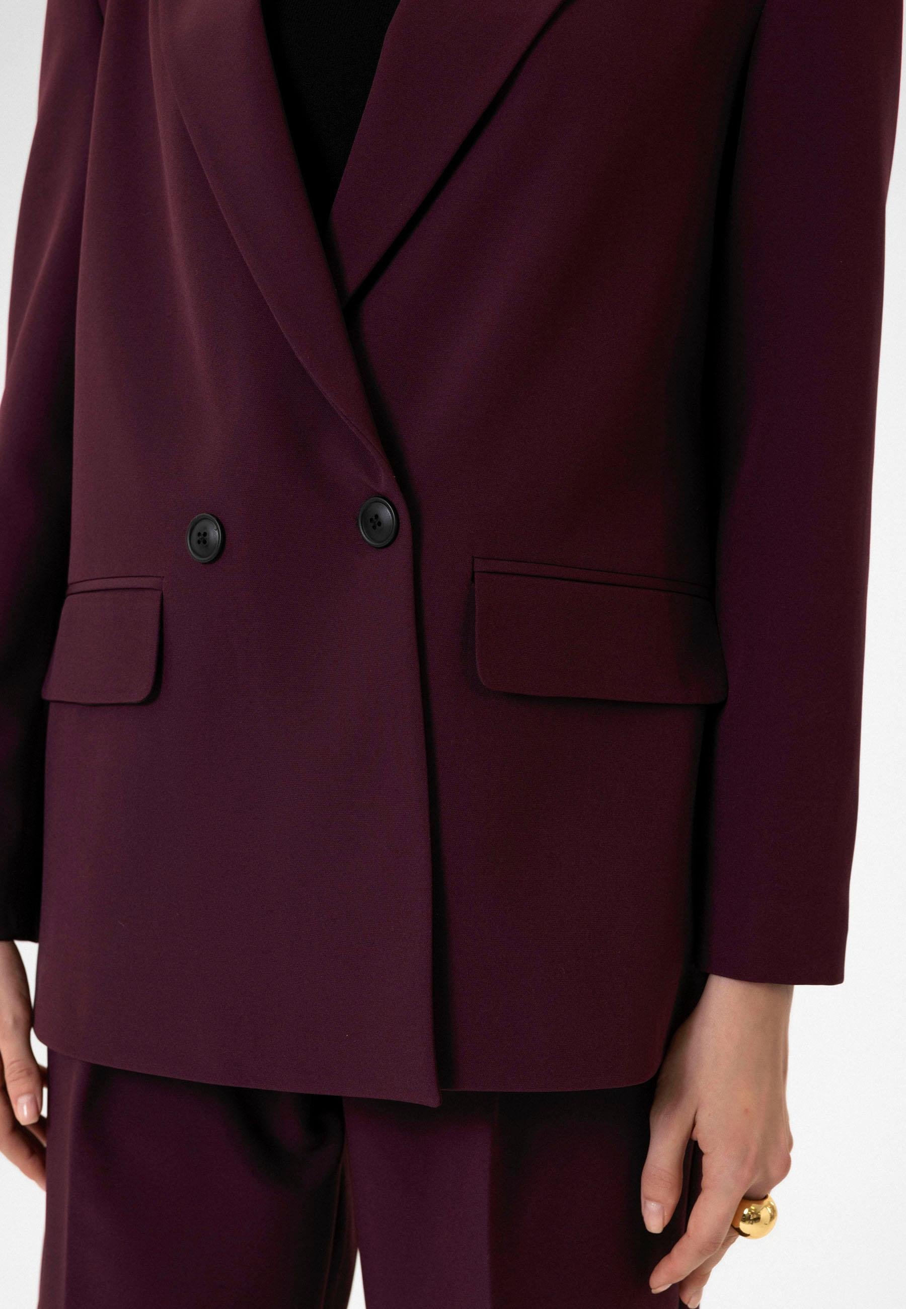 Antioch Bordo Kadın Kruvaze Kapama Oversize Blazer Ceket