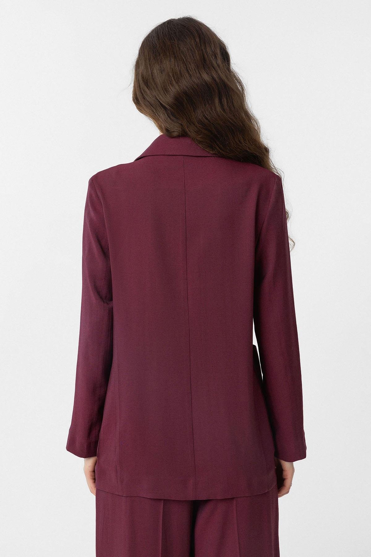 Antioch Bordo Kruvaze Kadın Blazer Ceket